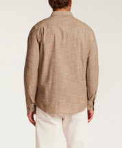 FAUX LINEN CHAMBRAY SHIRT in SPANISH BROWN (F2685884WV)