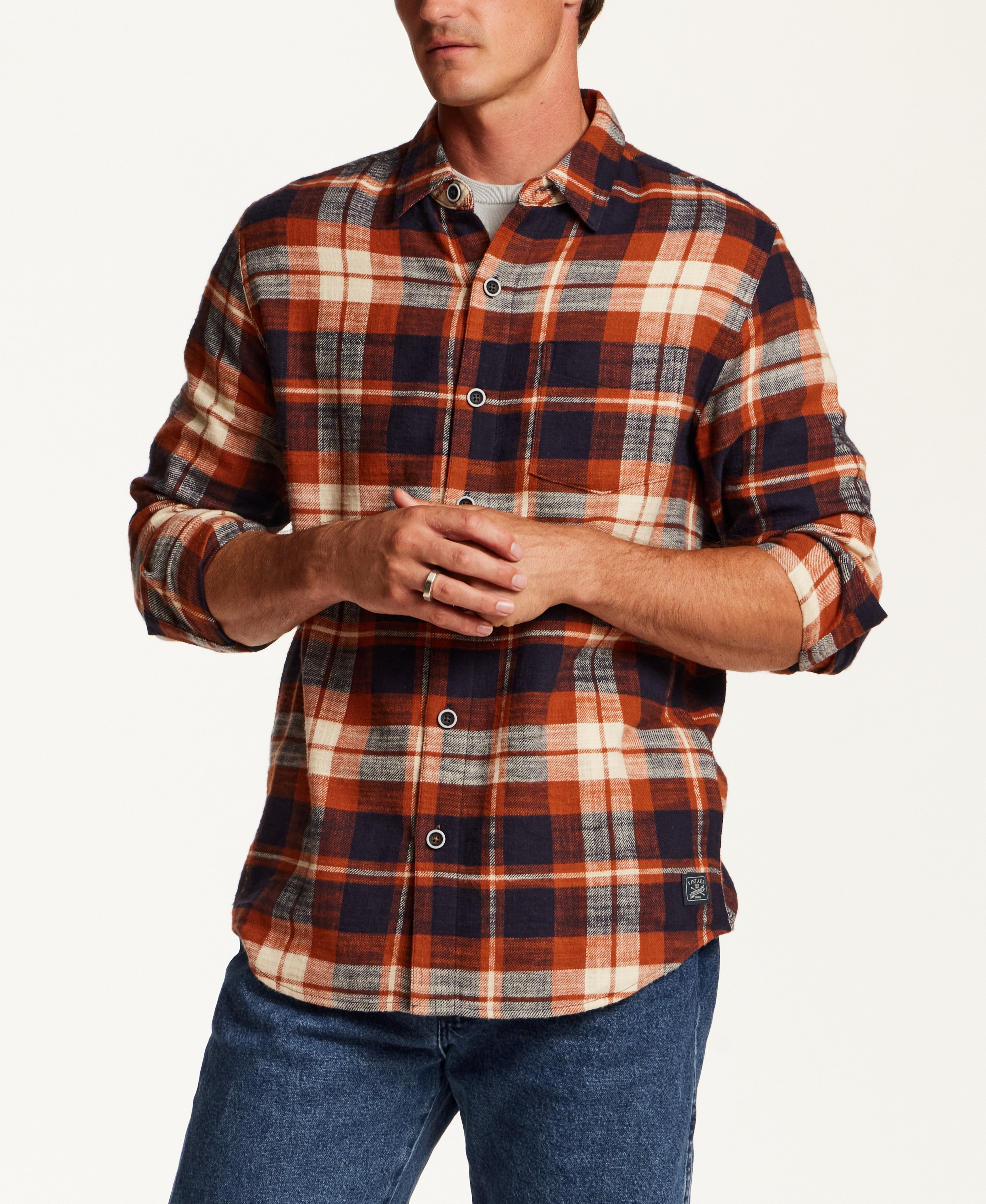 SLUB FLANNEL PLAID in GINGERBREAD (F2685929WV)