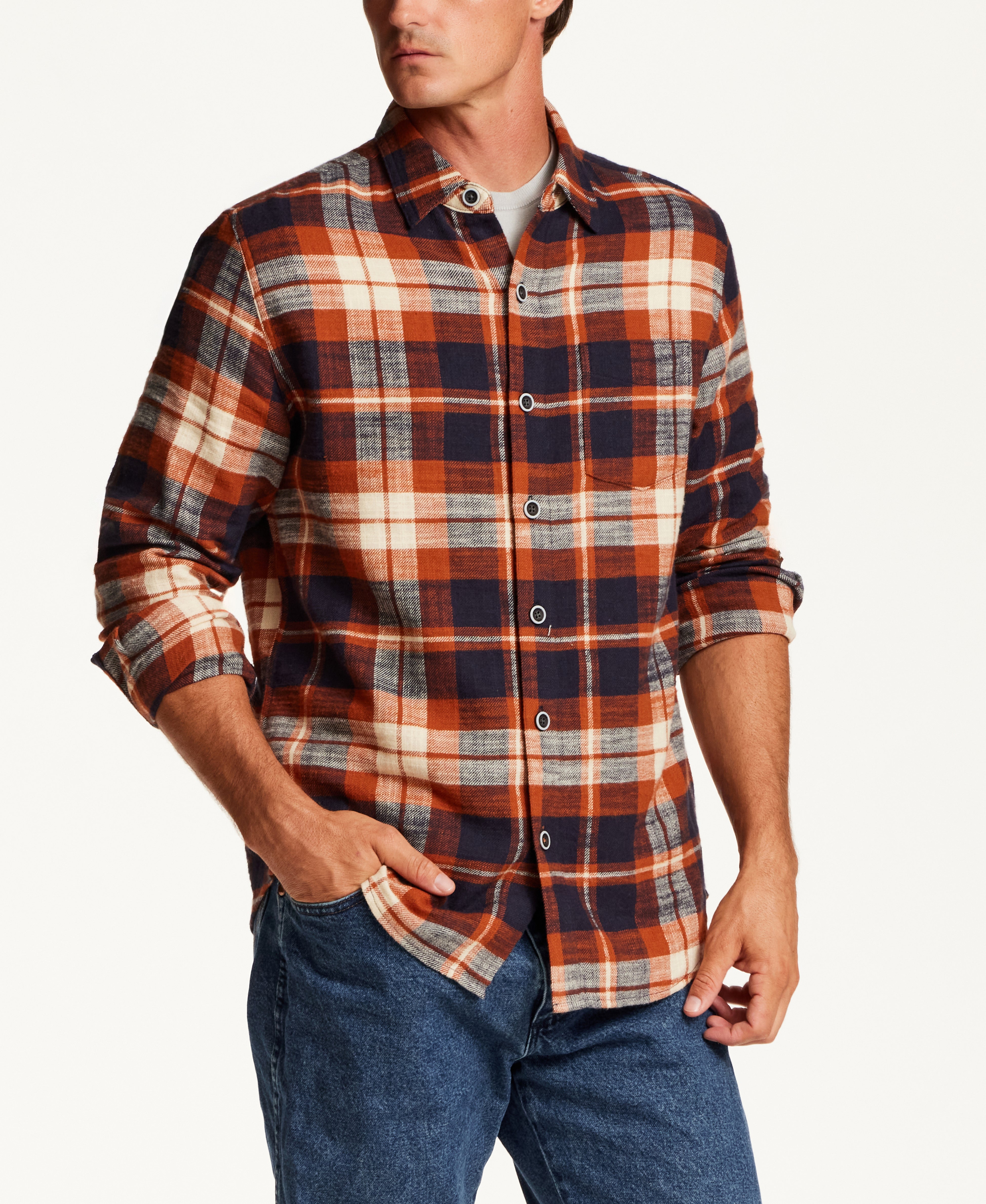 SLUB FLANNEL PLAID in GINGERBREAD (F2685929WV)
