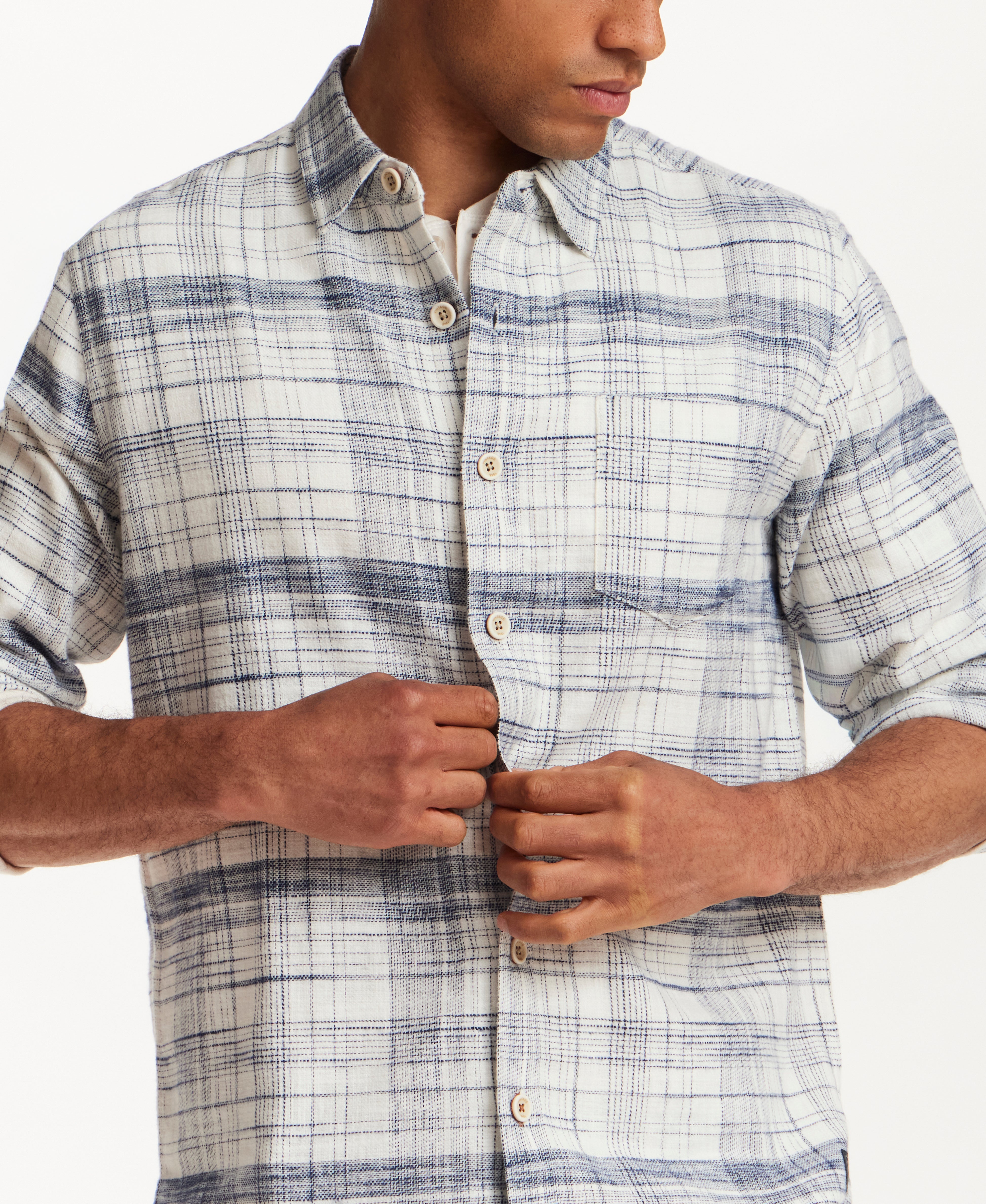 SLUB FLANNEL PLAID in ICICLE (F2685929WV)