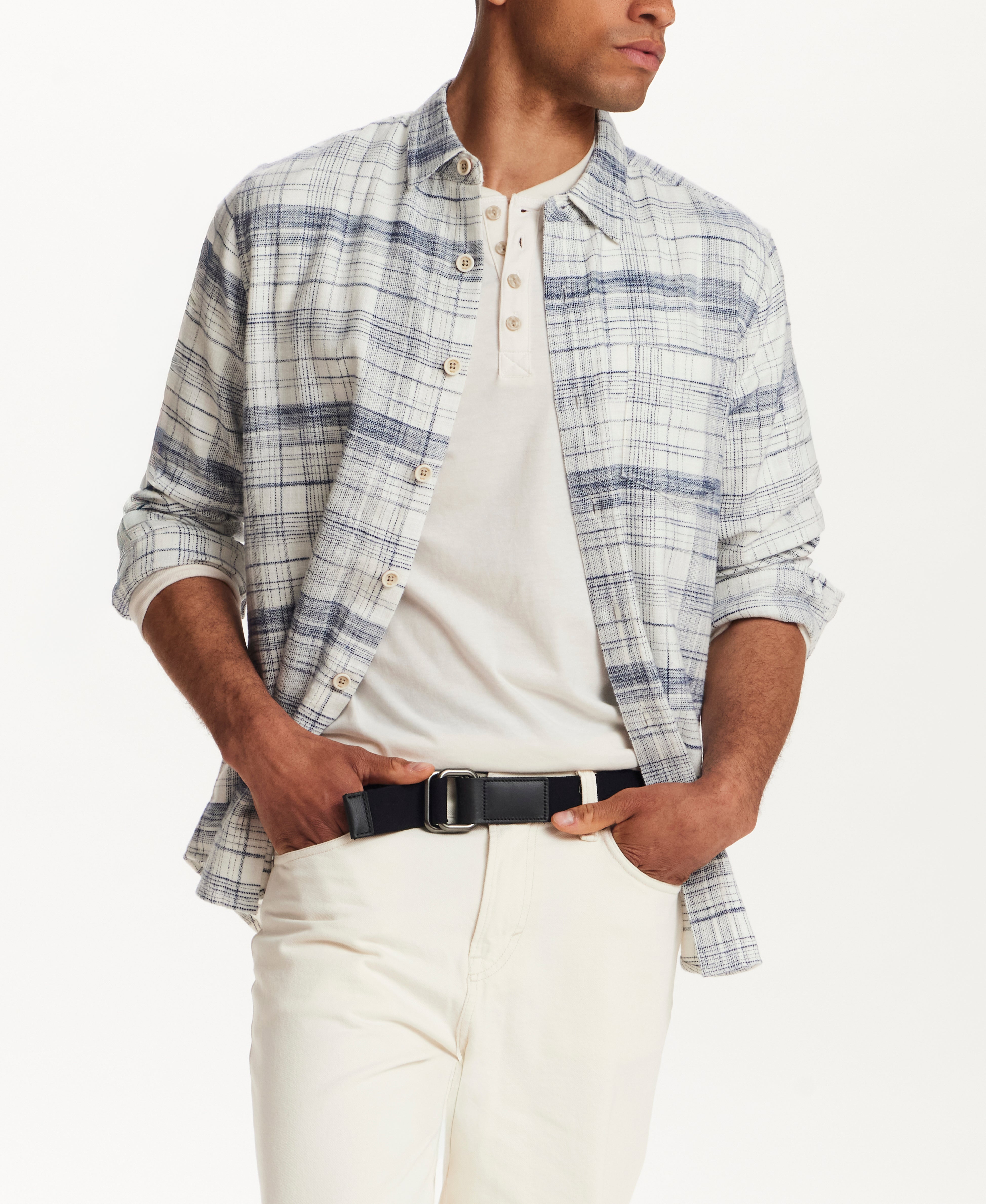 SLUB FLANNEL PLAID in ICICLE (F2685929WV)