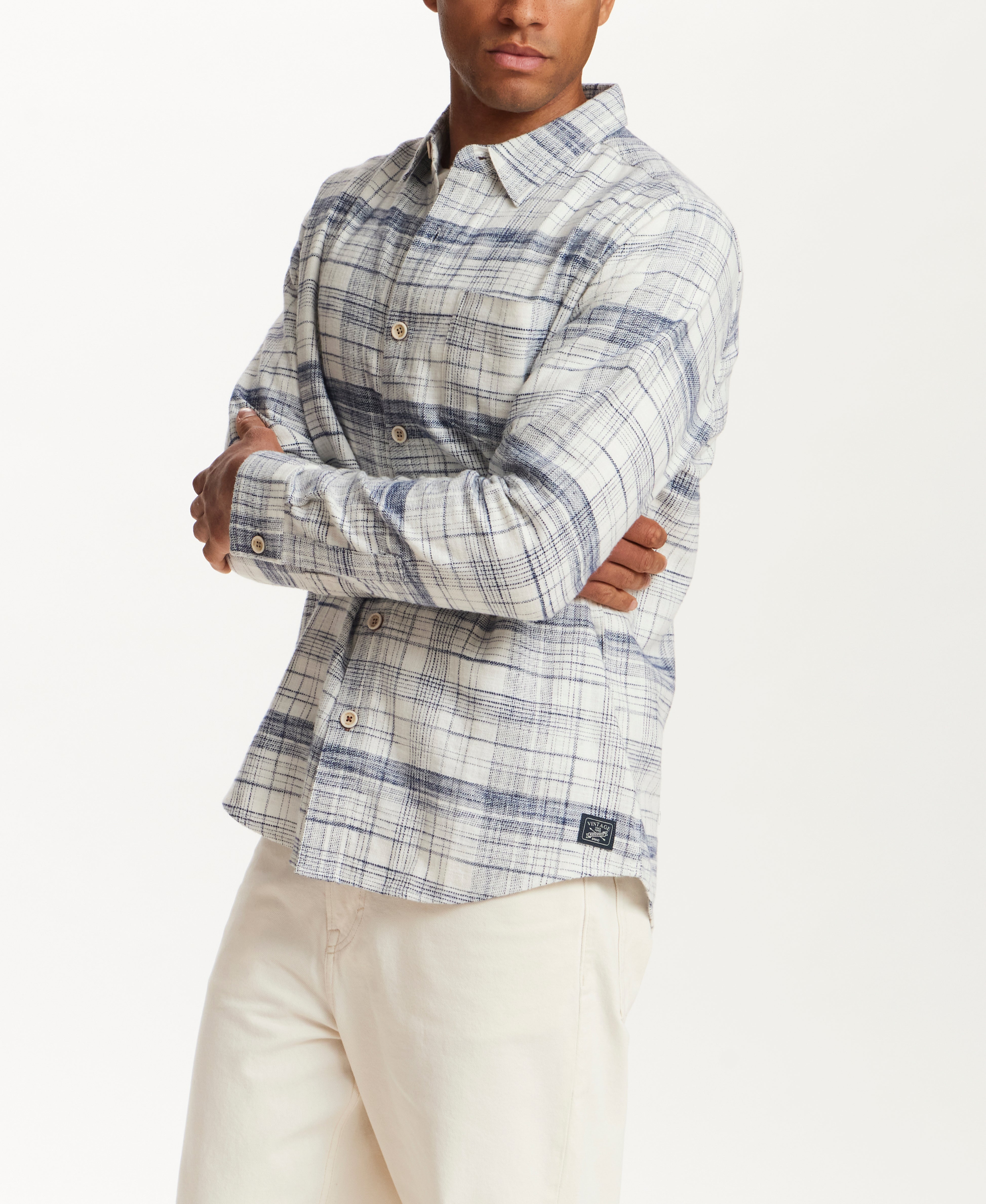 SLUB FLANNEL PLAID in ICICLE (F2685929WV)