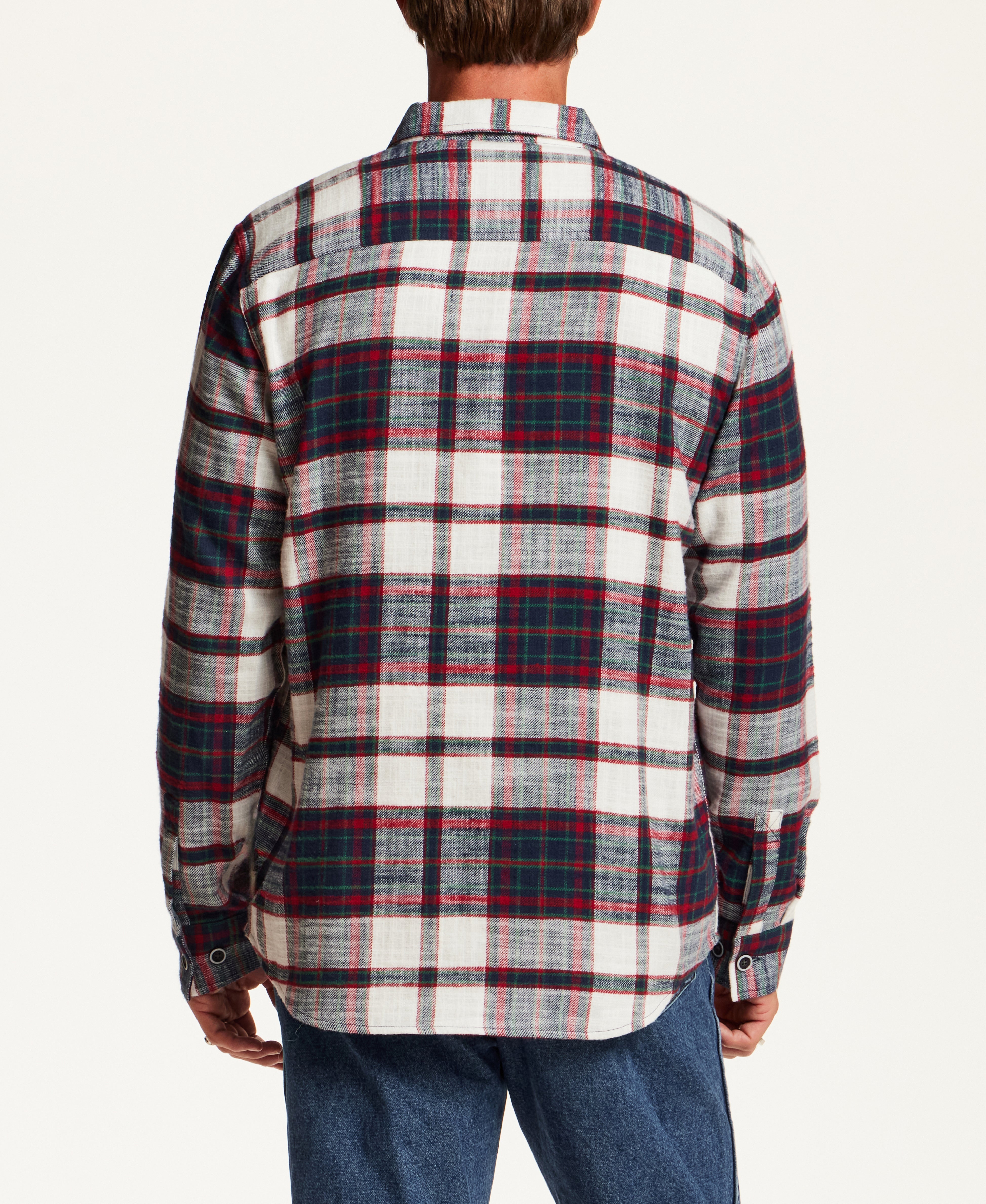 SLUB FLANNEL PLAID in TIBETAN BLUE (F2685929WV)
