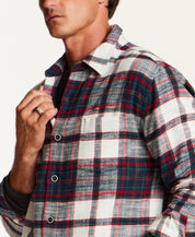 SLUB FLANNEL PLAID in TIBETAN BLUE (F2685929WV)
