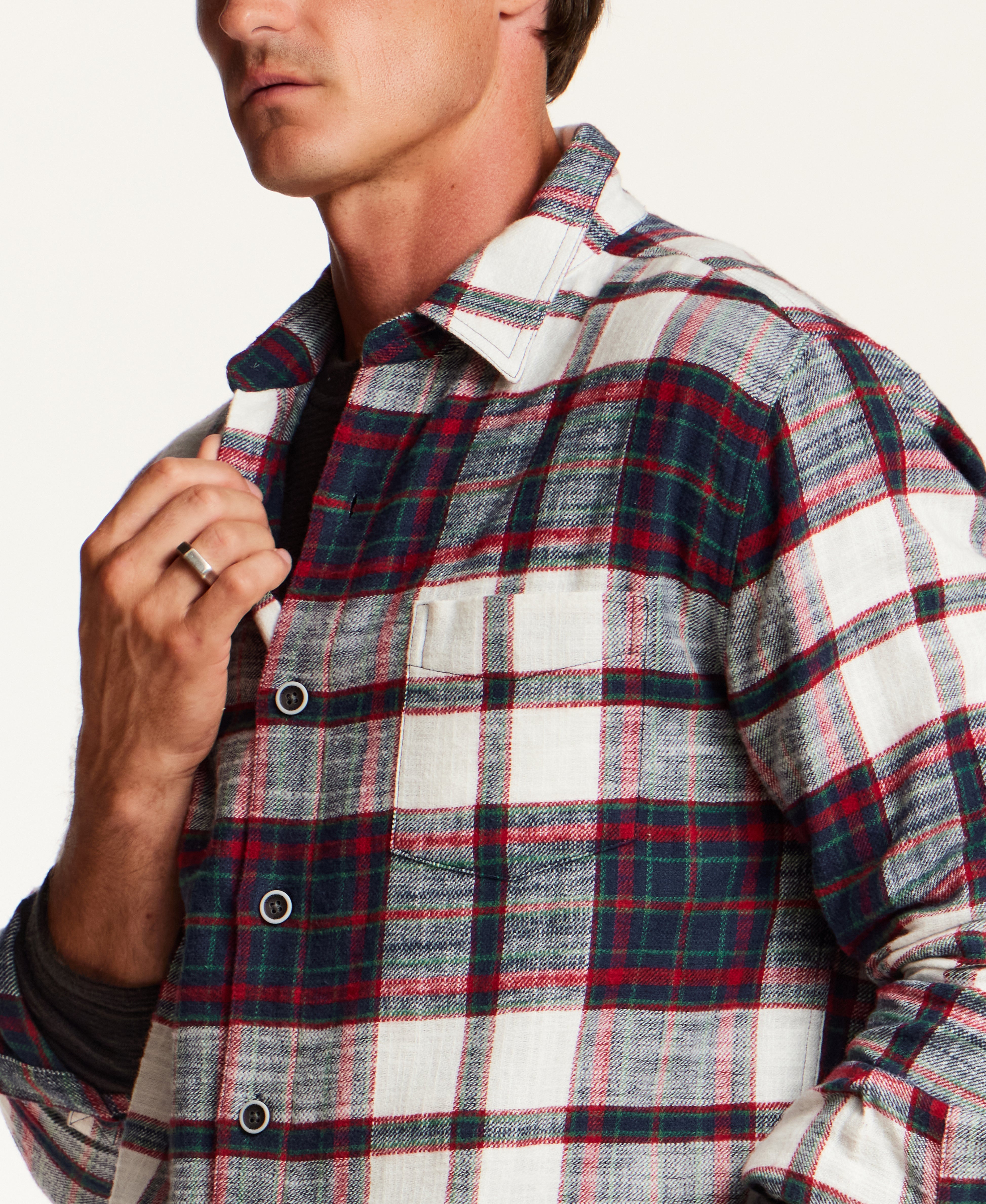 SLUB FLANNEL PLAID in TIBETAN BLUE (F2685929WV)