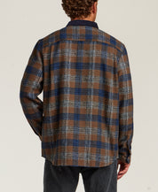 Cord Collar Plaid Overshirt in Brown