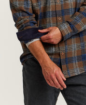 Cord Collar Plaid Overshirt in Brown