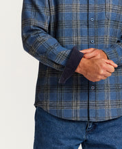 CORDUROY COLLAR HEAVY FLANNEL OVERSHIRT in STELLAR BLUE (F2685971WV)