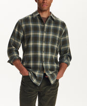 Brushed Waffle Plaid Shirt in Forest Night