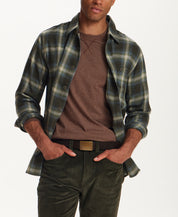 Brushed Waffle Plaid Shirt in Forest Night