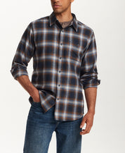 Brushed Waffle Plaid Shirt in Midnight Navy