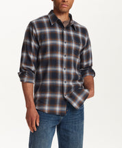 Brushed Waffle Plaid Shirt in Midnight Navy