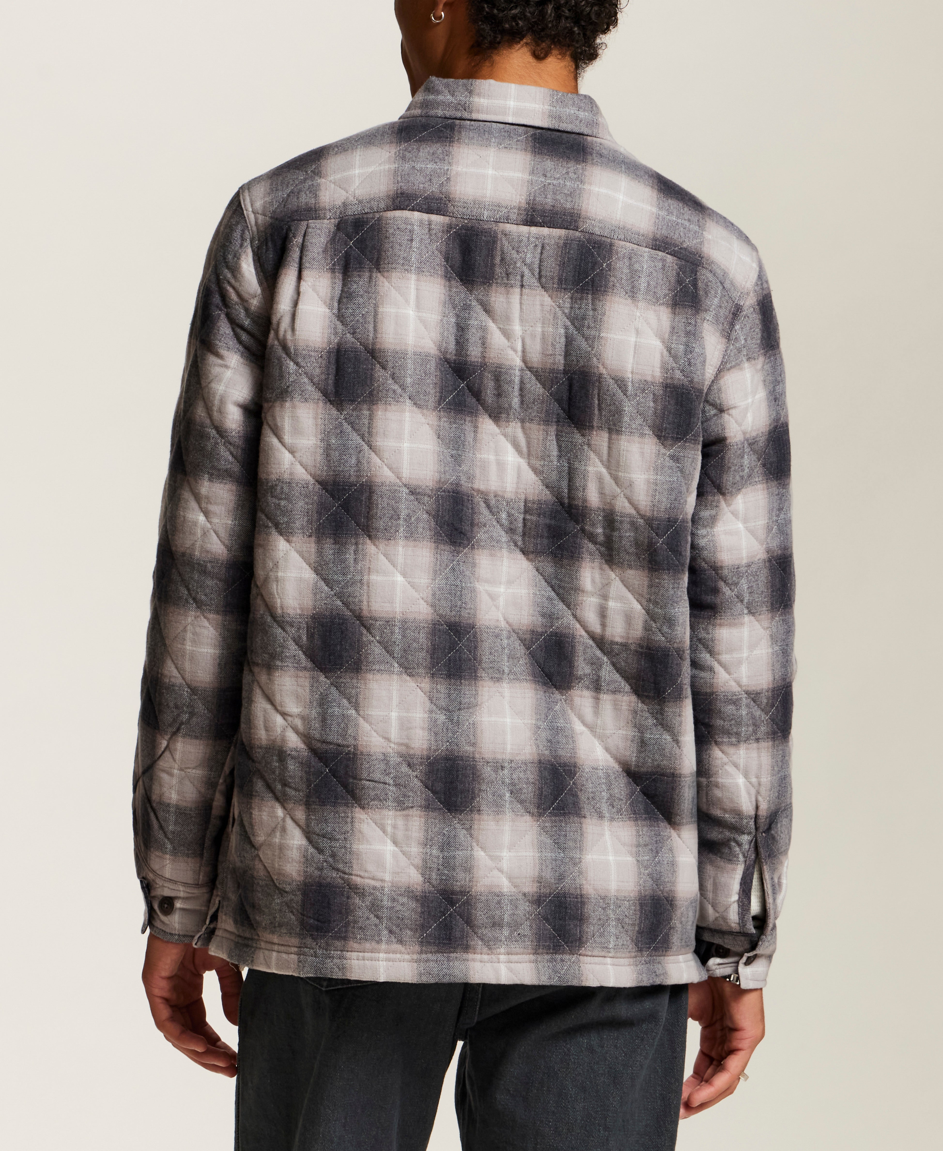 Quilted Plaid Shirt Jacket in Burnt Ash