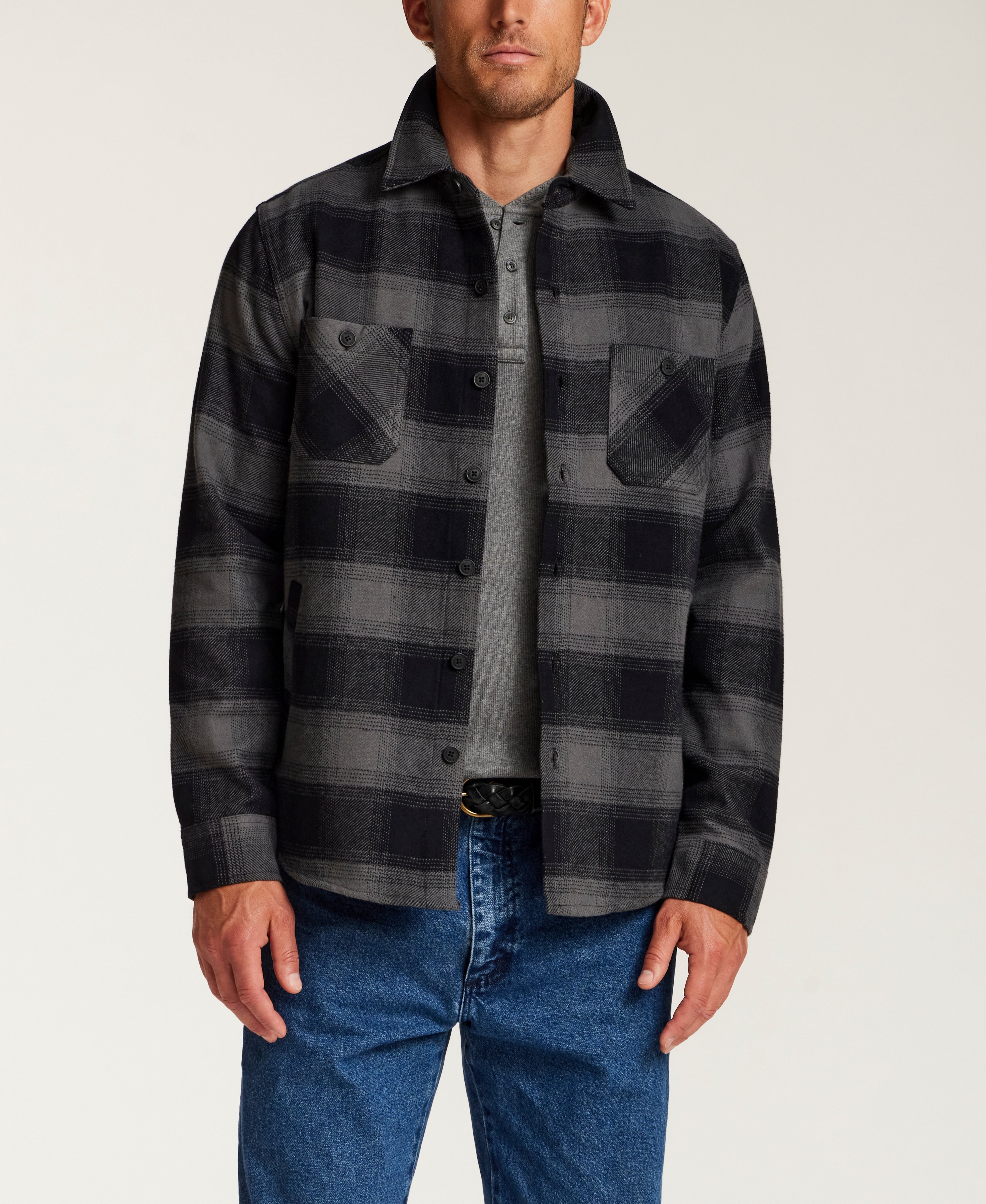 Lumberjack Plaid Shirt Jacket in Phantom