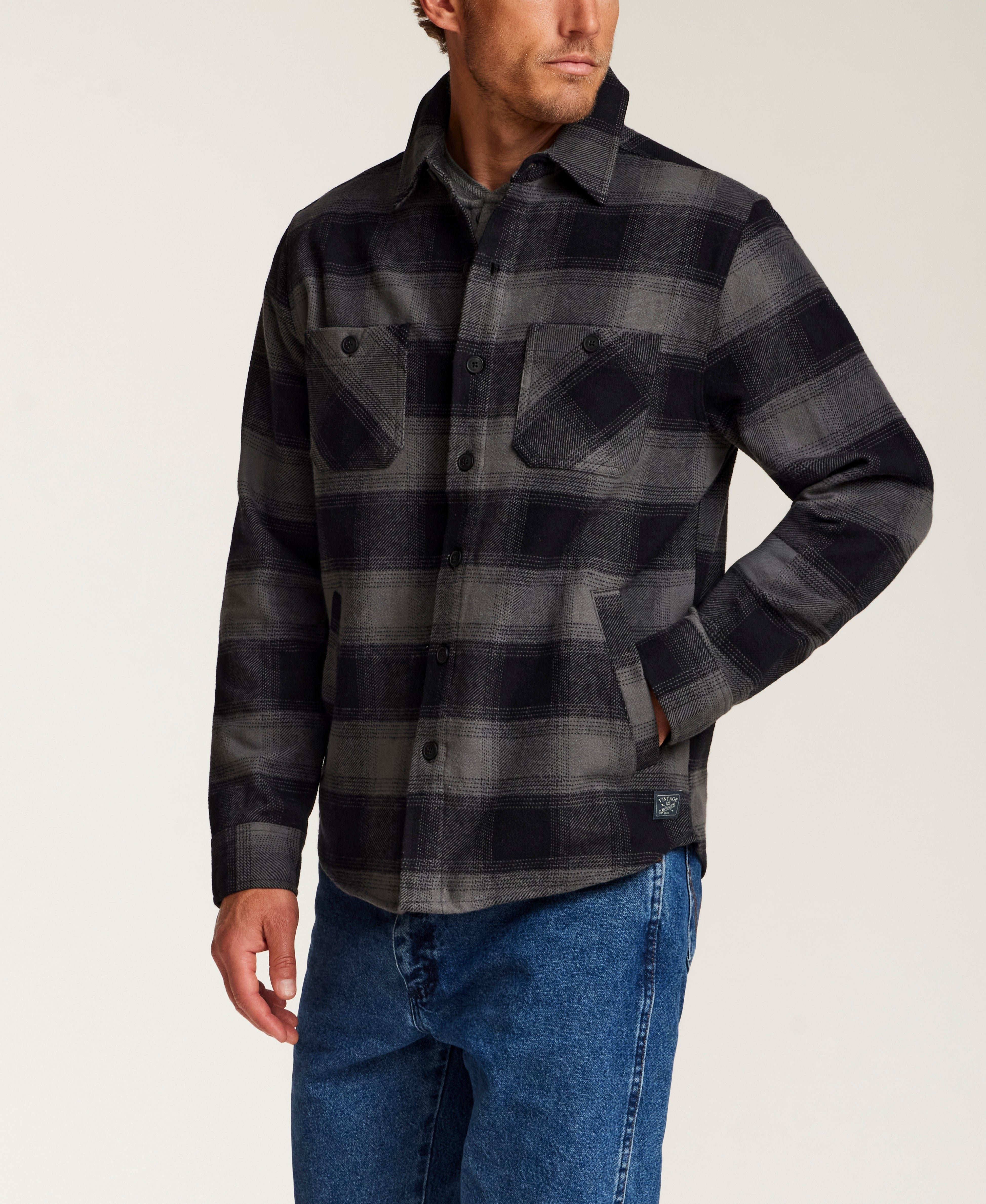 Lumberjack Plaid Shirt Jacket in Phantom