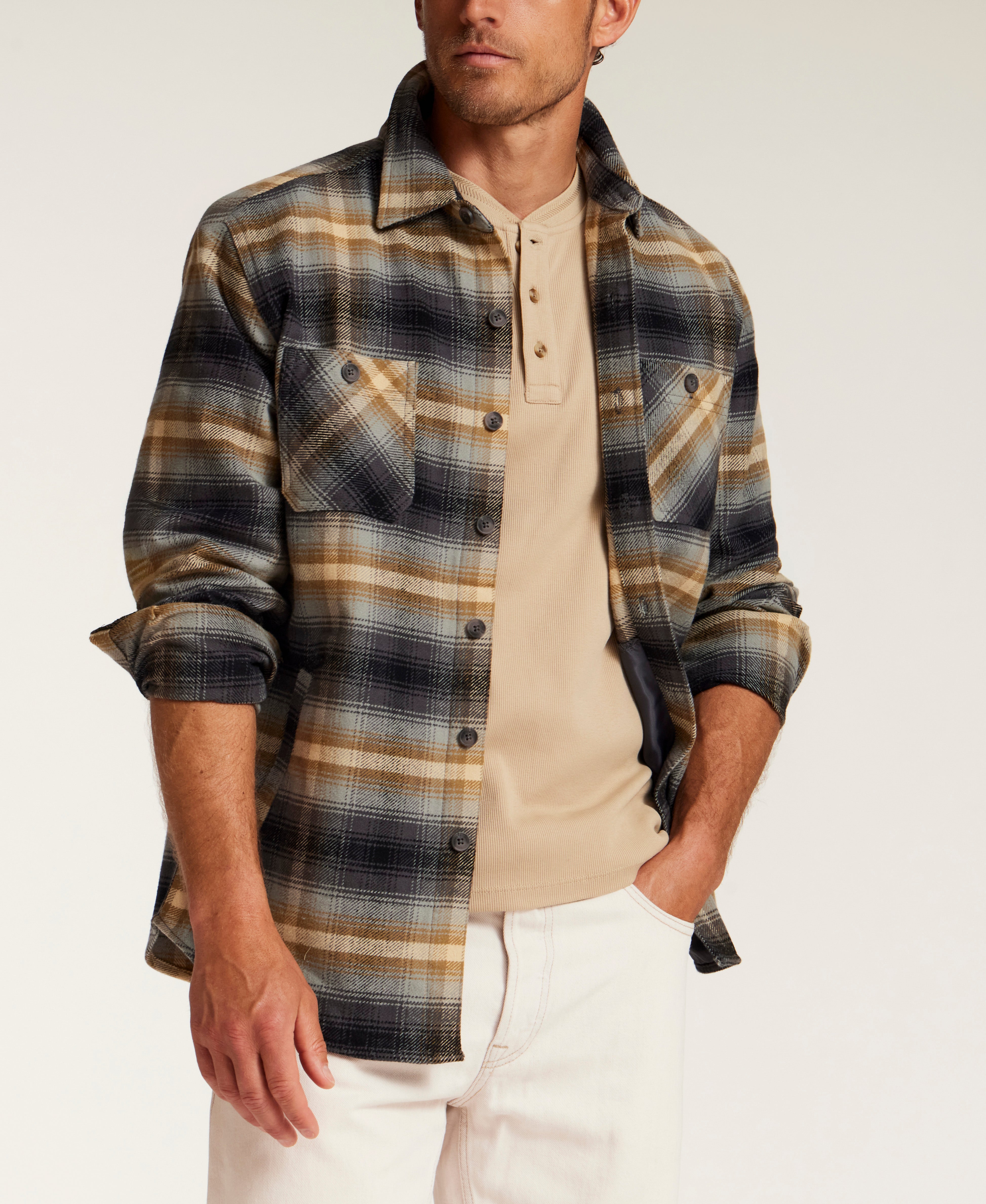Lumberjack Plaid Shirt Jacket in Poppy Seed