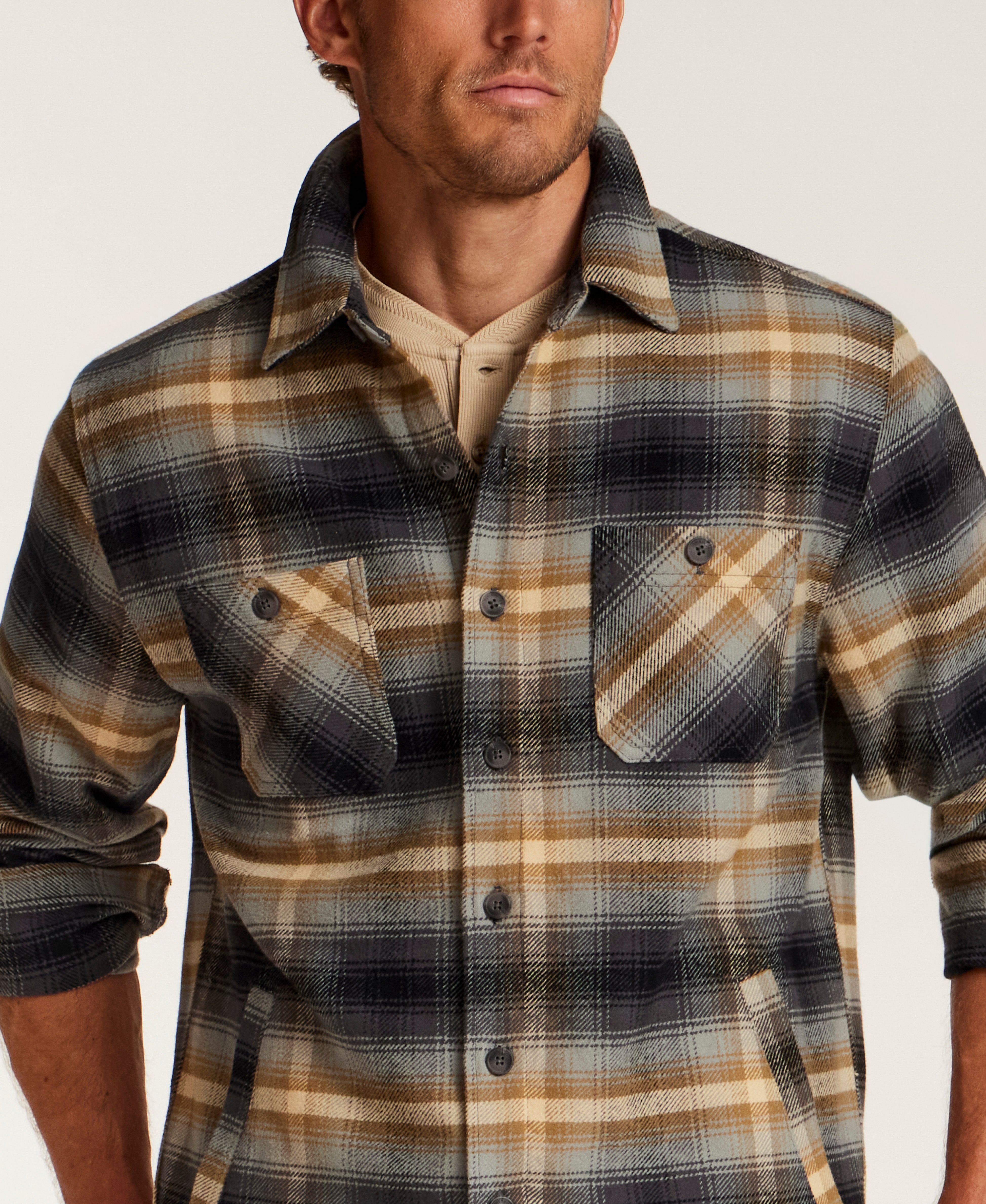 Lumberjack Plaid Shirt Jacket in Poppy Seed