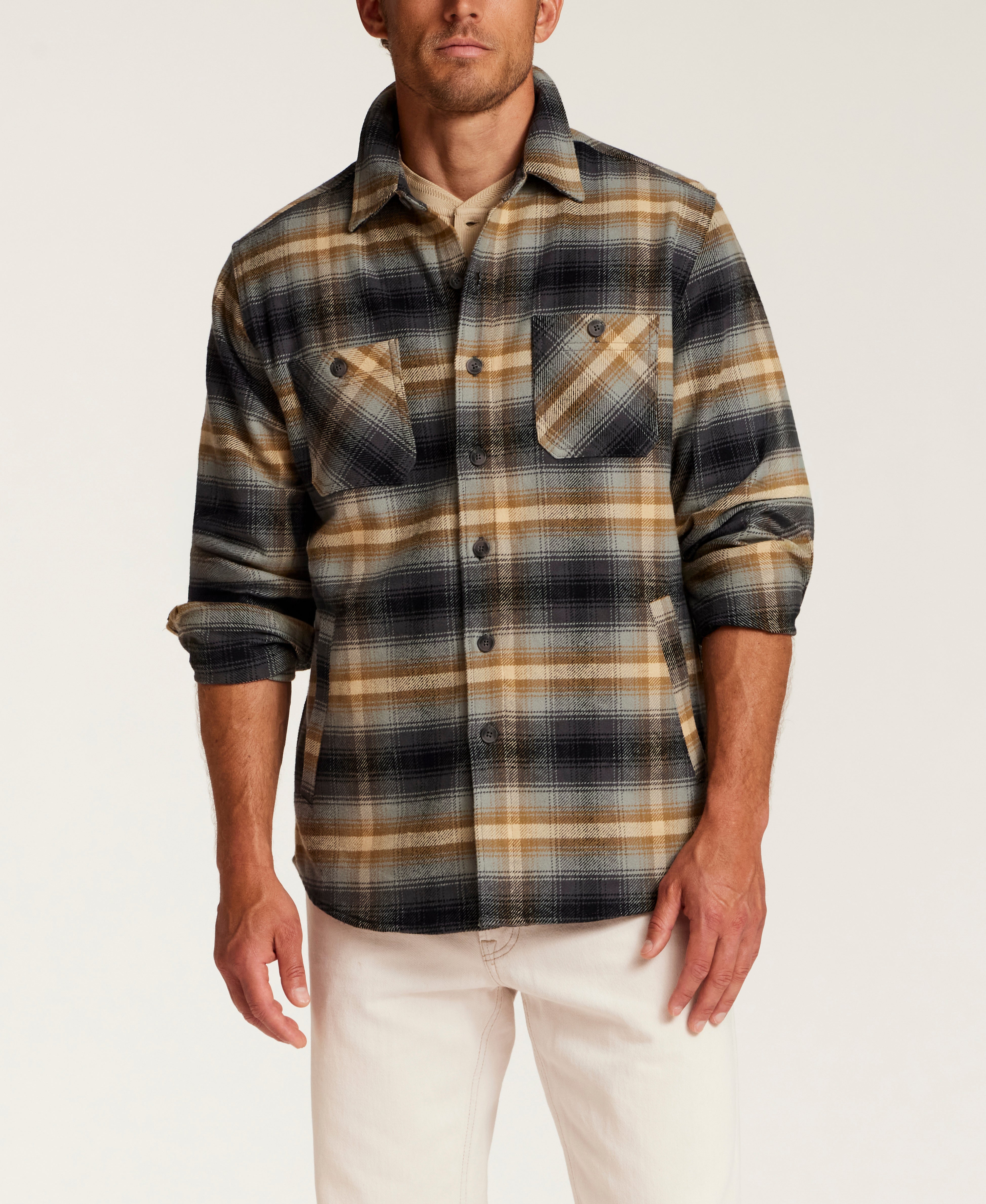 Lumberjack Plaid Shirt Jacket in Poppy Seed