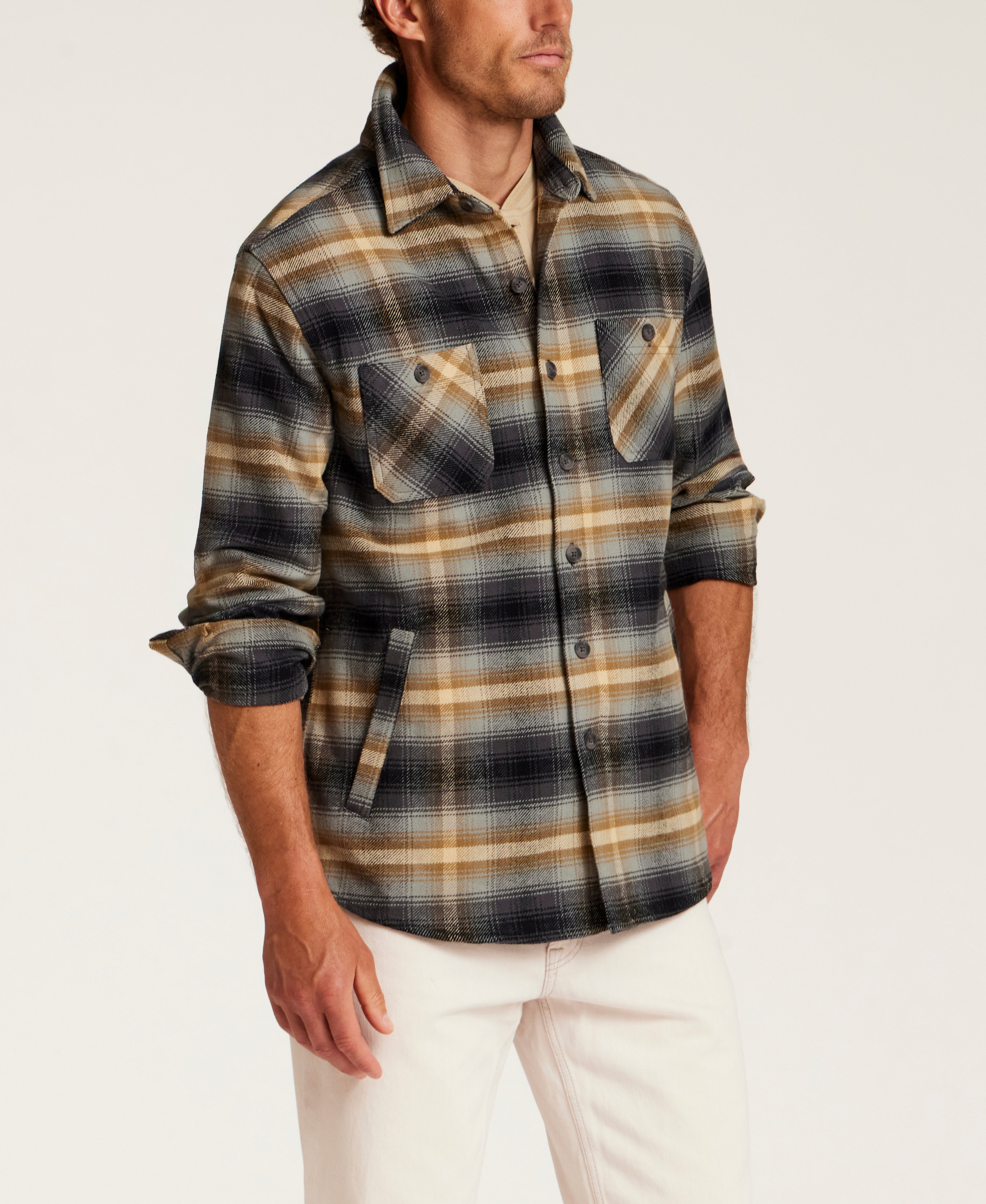 Lumberjack Plaid Shirt Jacket in Poppy Seed
