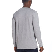 Long Sleeve Brushed Jersey Henley In Light Grey Heather