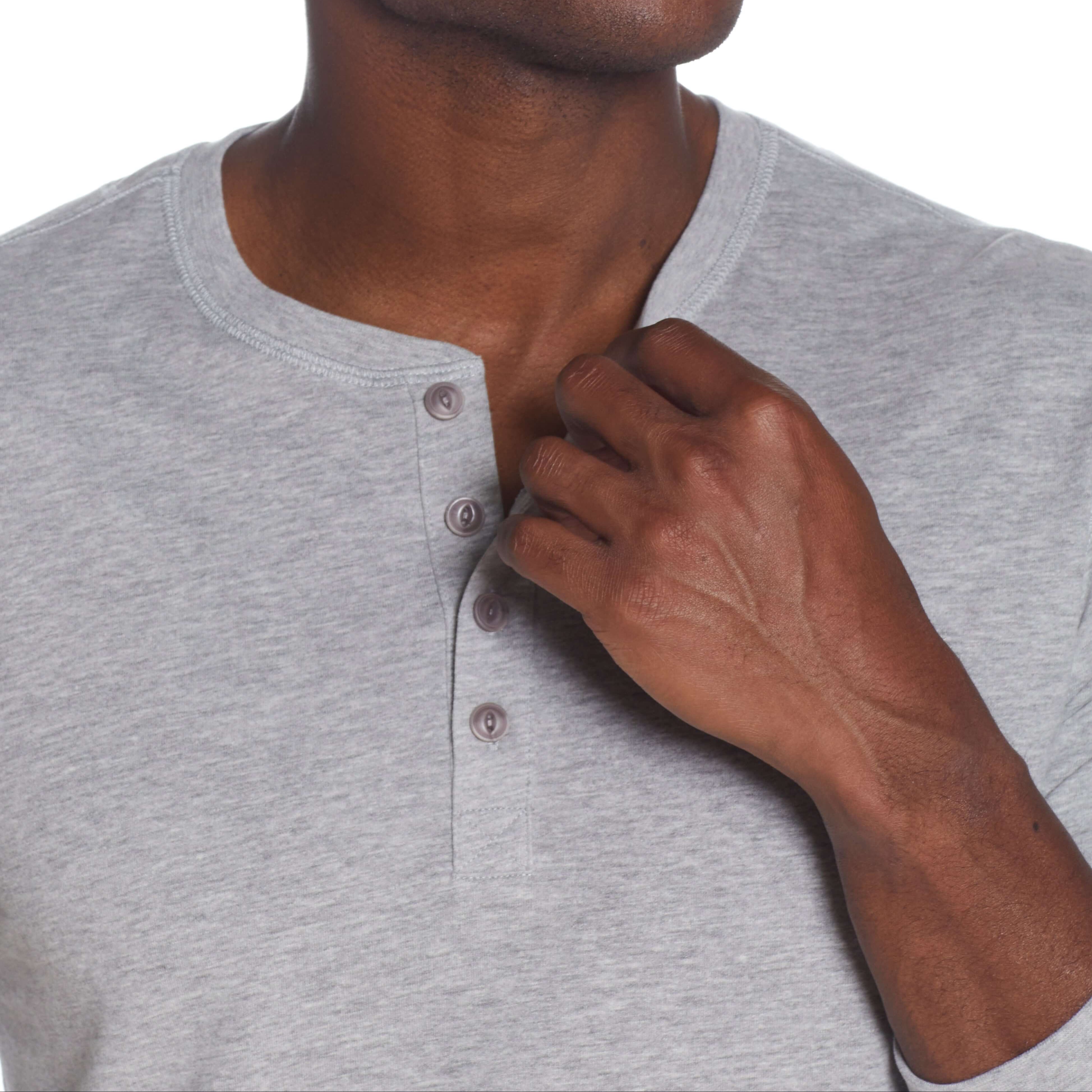L/S BRUSHED JERSEY HENLEY in LT GREY HTHR – Weatherproof® Vintage