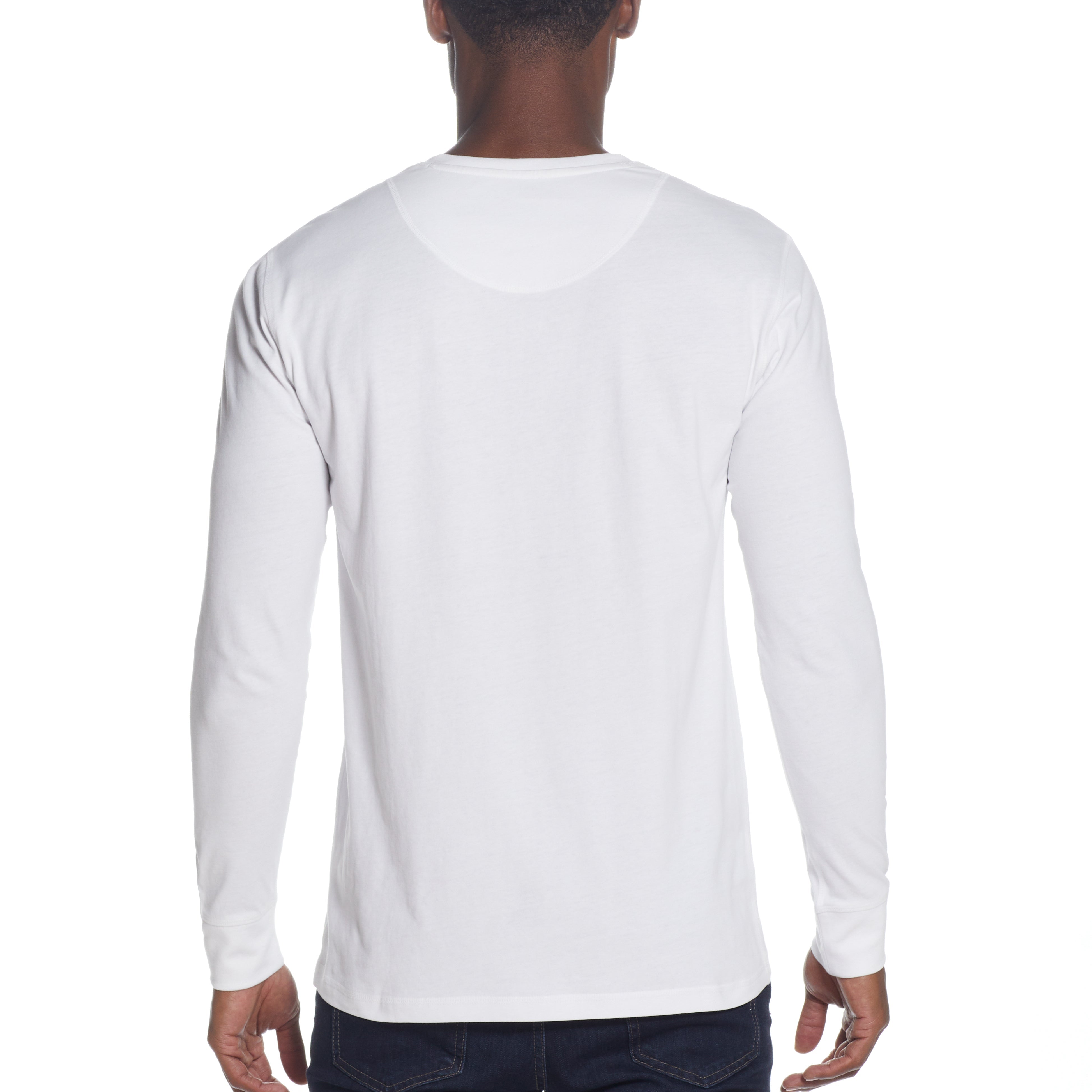 Long Sleeve Brushed Jersey Henley In White