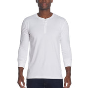 Long Sleeve Brushed Jersey Henley In White