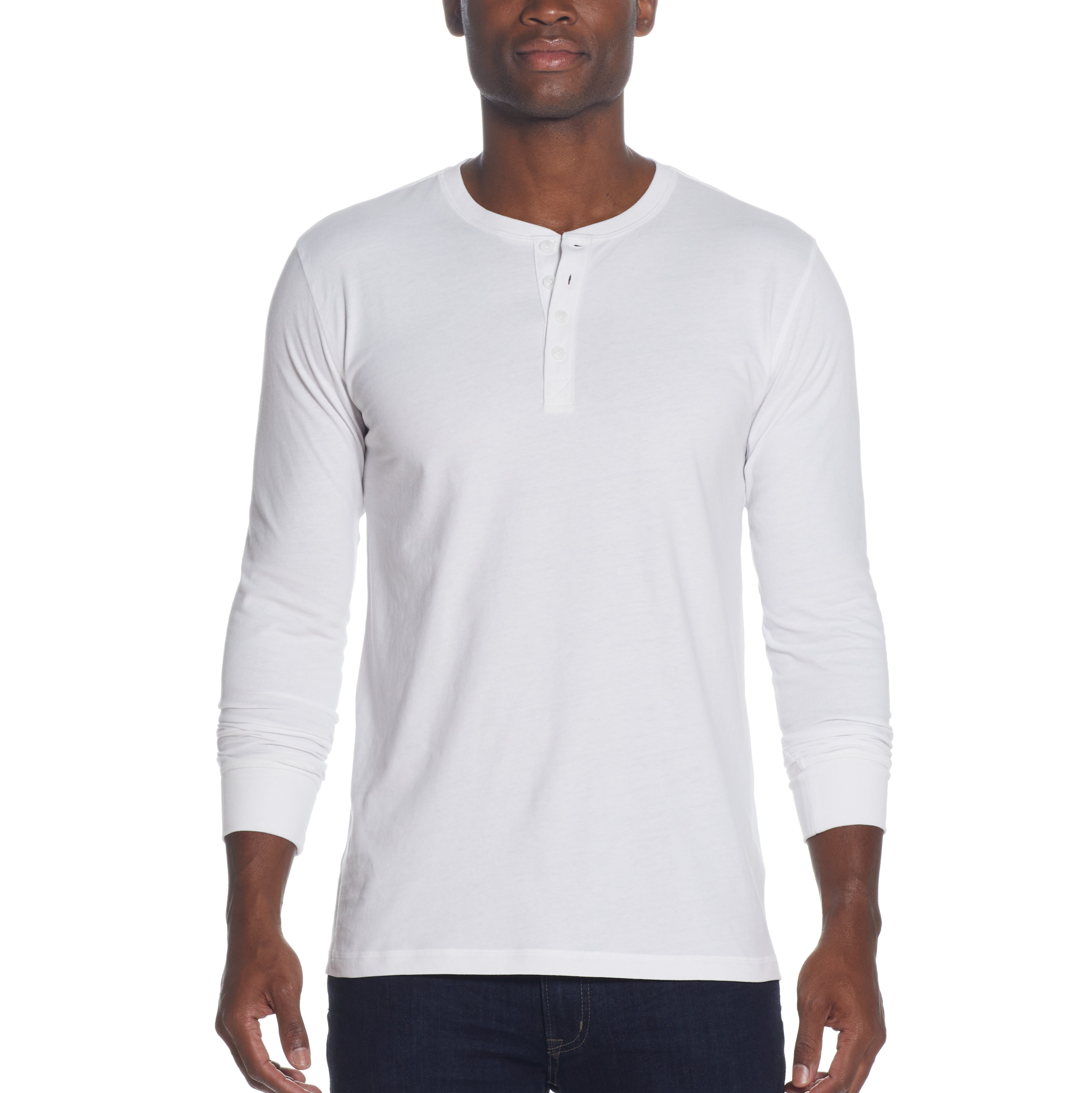 Long Sleeve Brushed Jersey Henley In White