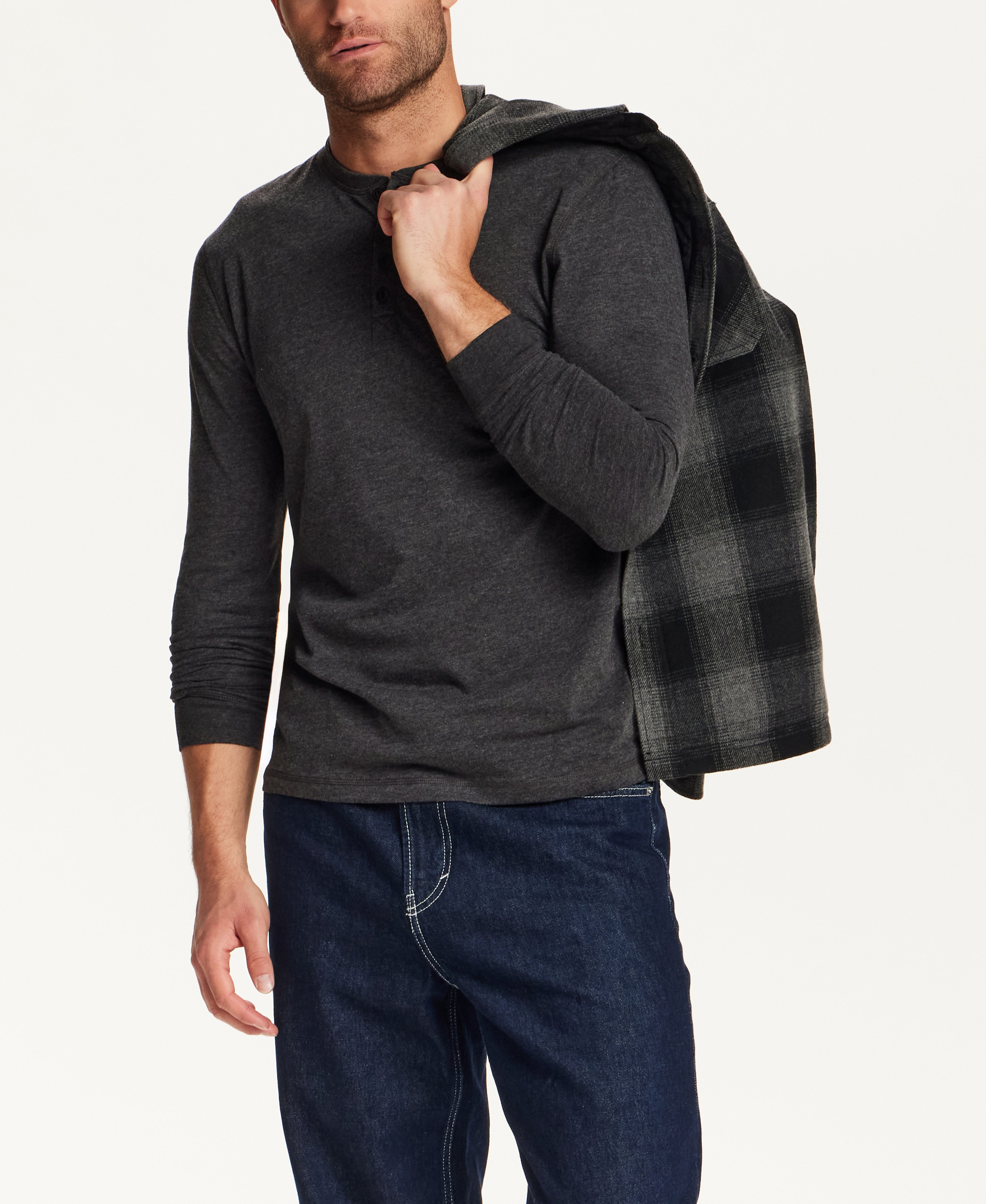 The Signature Henley in Black Heather
