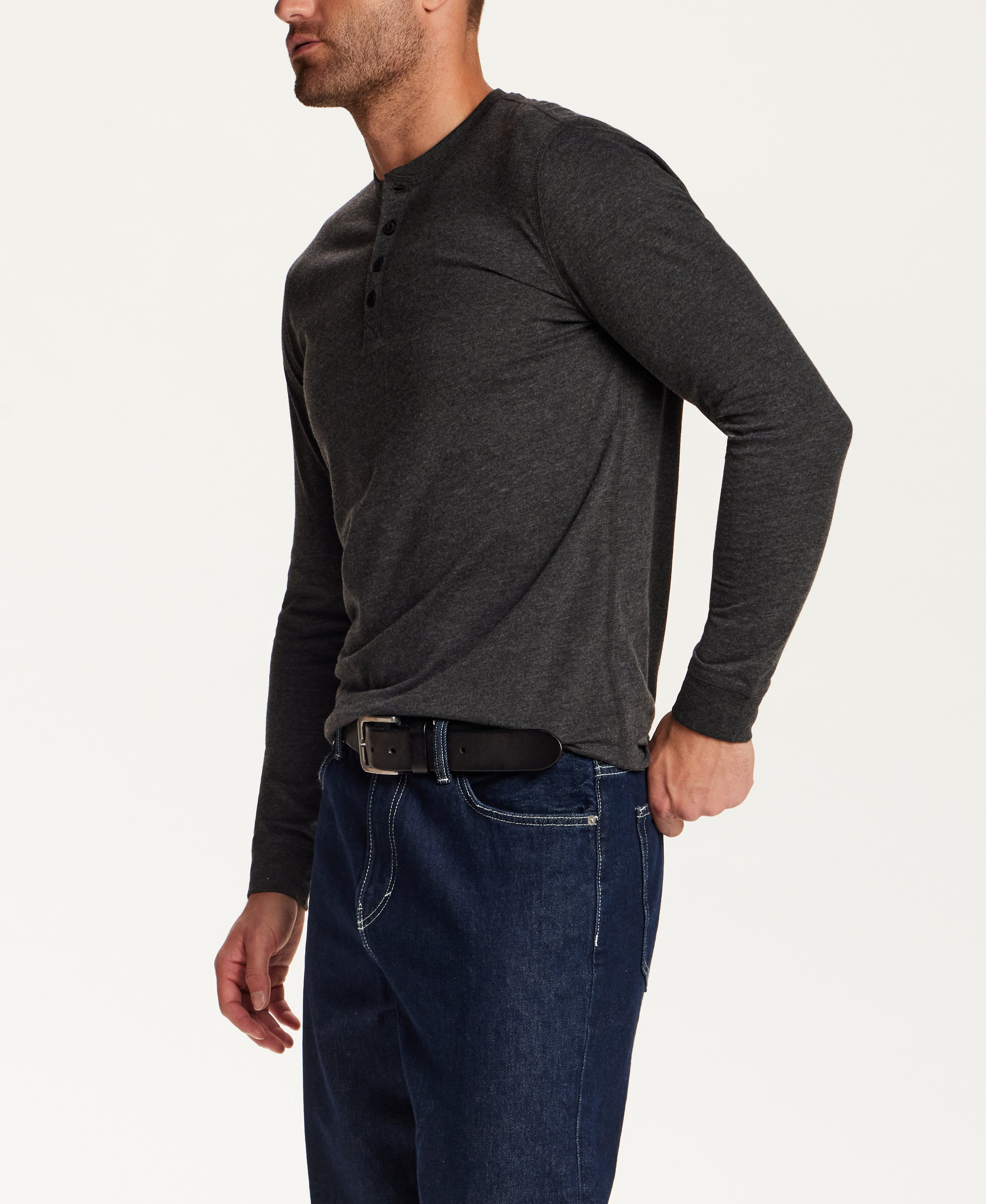 The Signature Henley in Black Heather