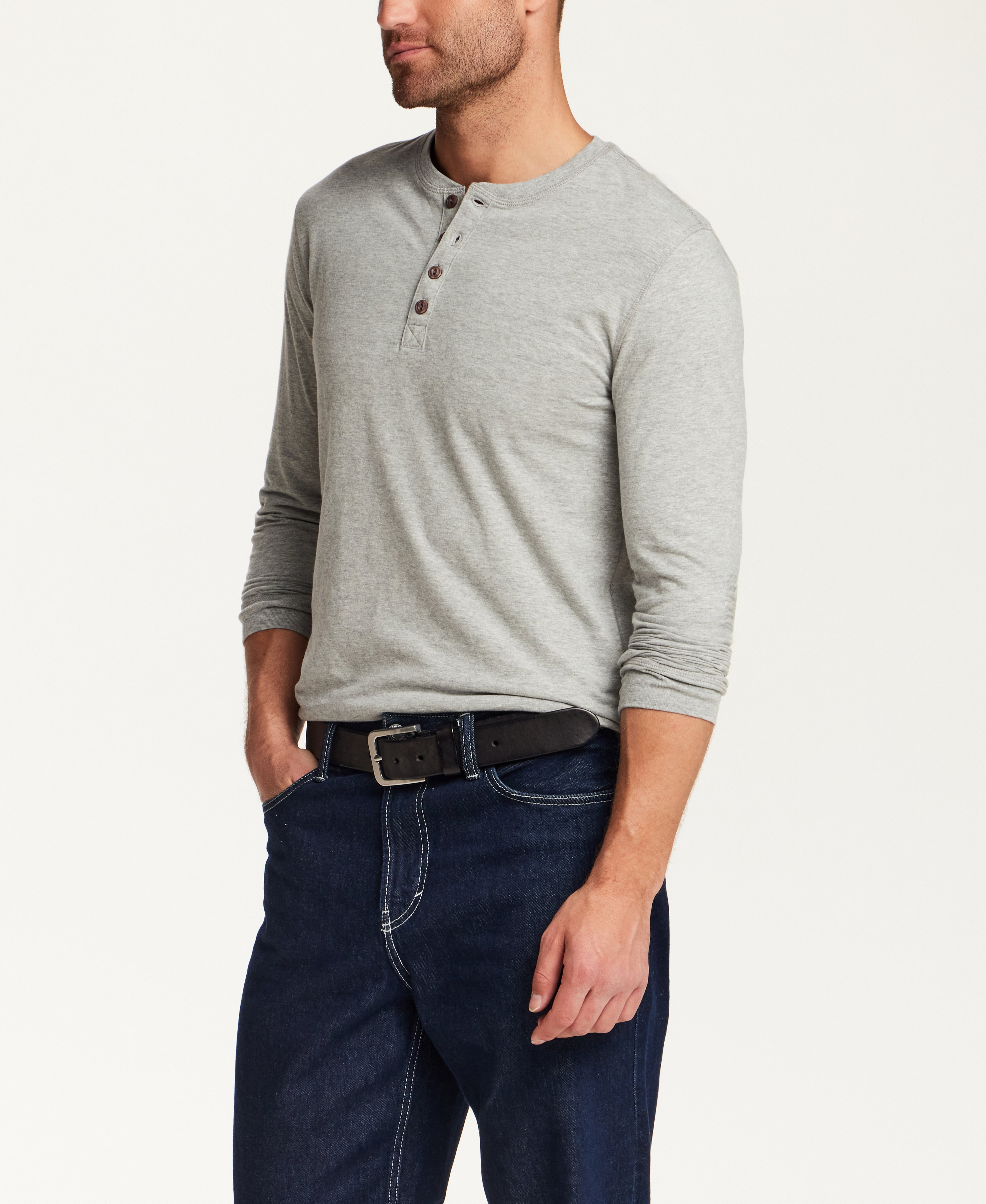 The Signature Henley in Light Grey Heather