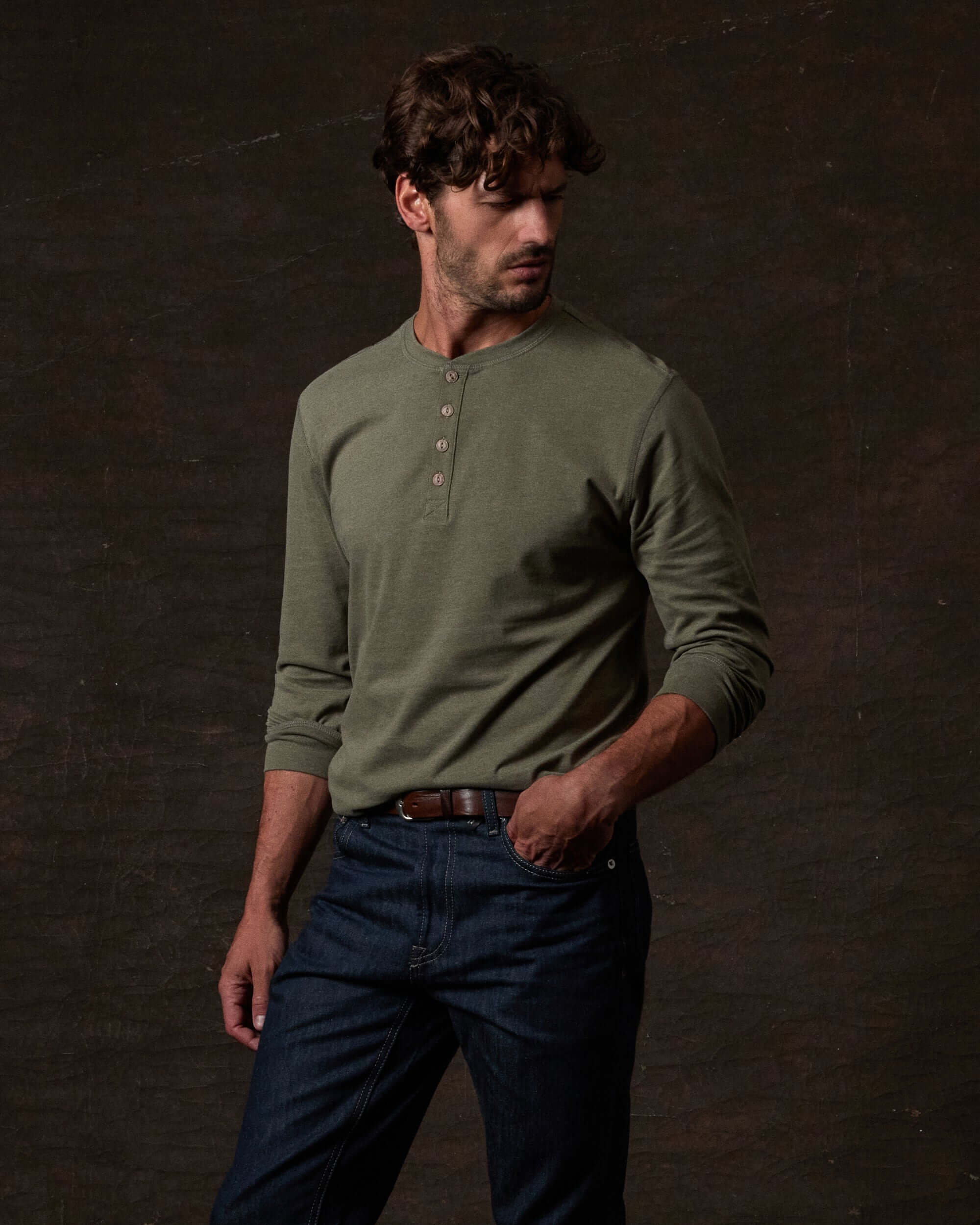 The Signature Henley in Olive