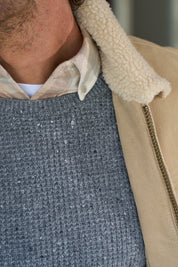 Waffle Crewneck Sweater in Grey