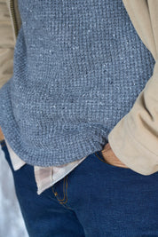 Waffle Crewneck Sweater in Grey