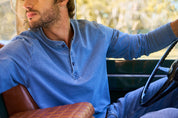Long Sleeve Indigo Henley in Indigo