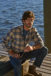 Long Sleeve Brushed Flannel in Dusk Blue