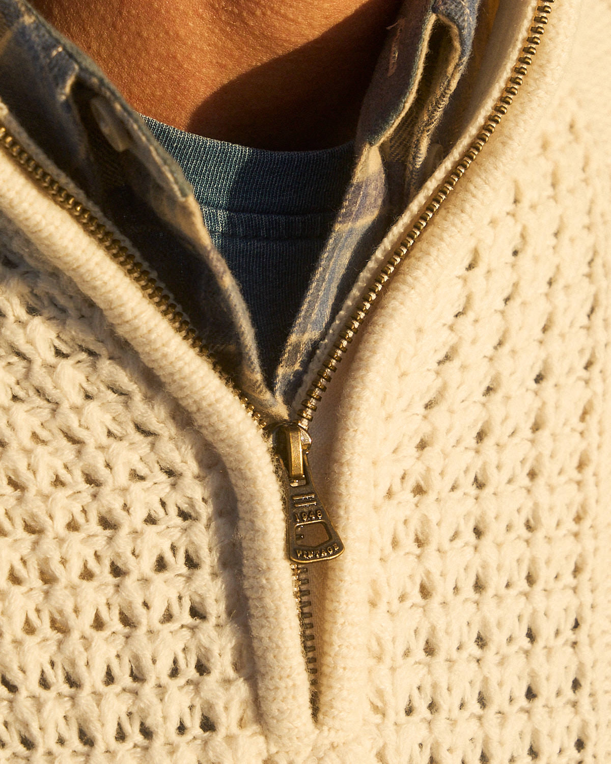 Chunky Shawl Collared Pullover in Ecru
