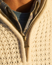 Chunky Shawl Collared Pullover in Ecru