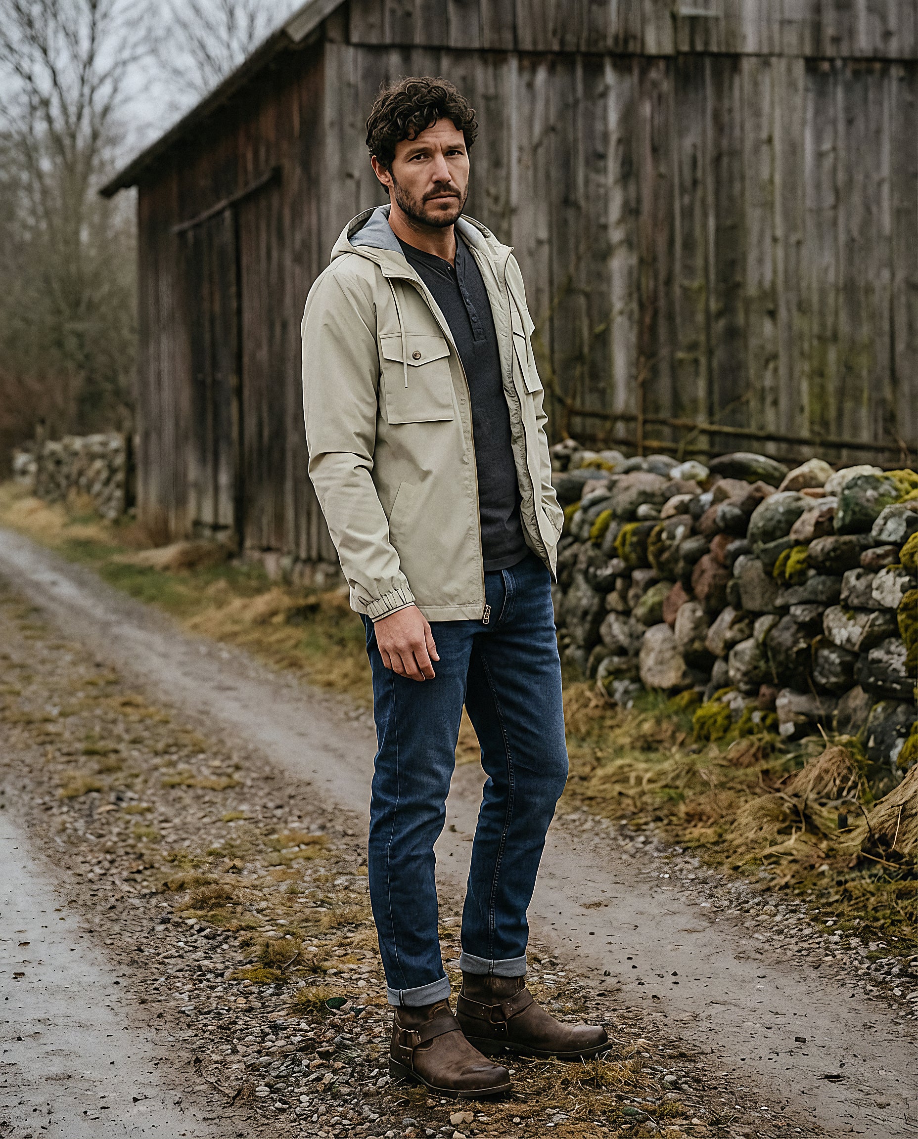 Poly Memory Safari Jacket with Hood in Sea Grass