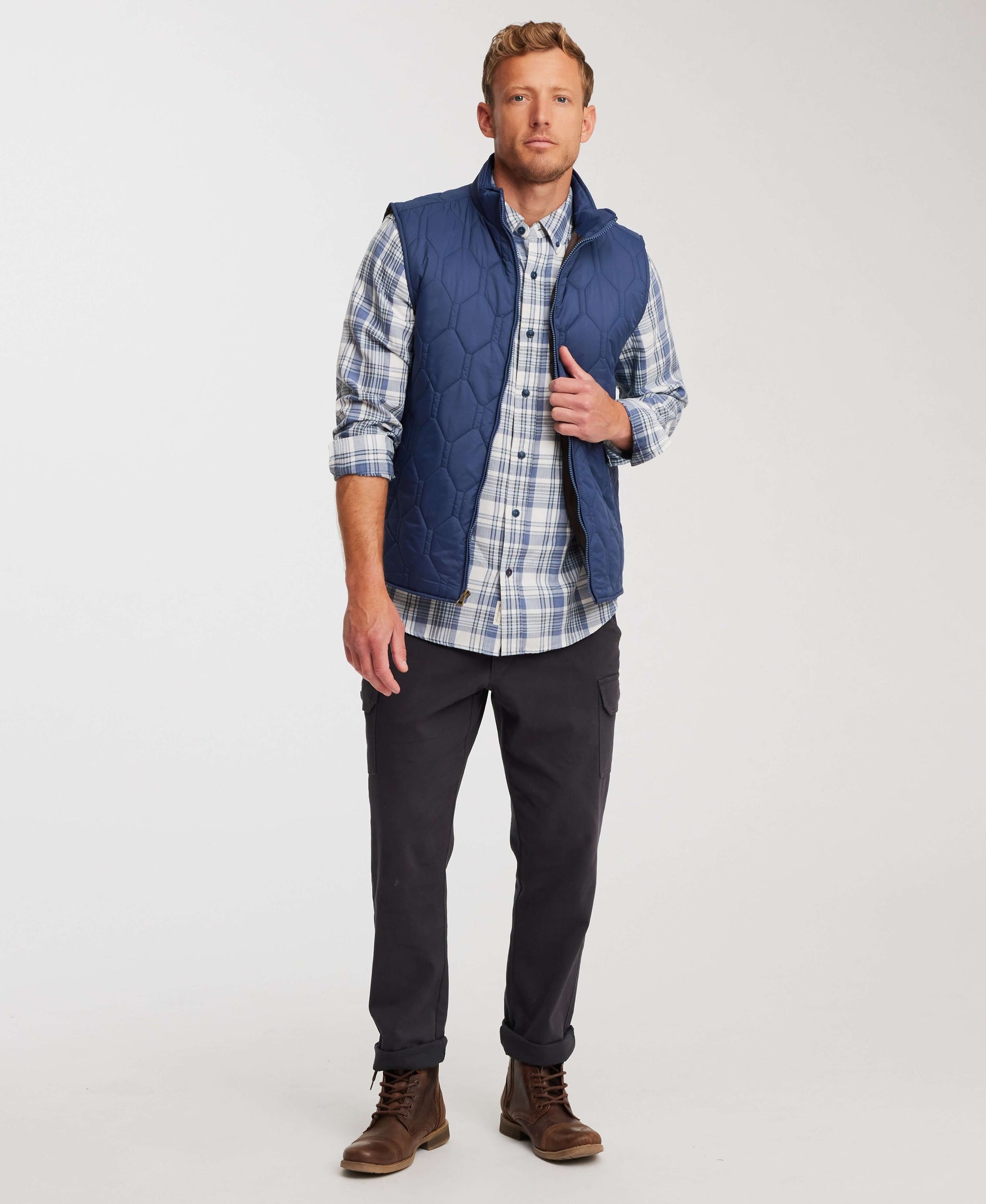 Long Sleeve Burnout Flannel In Grey Blue – Weatherproof® Vintage