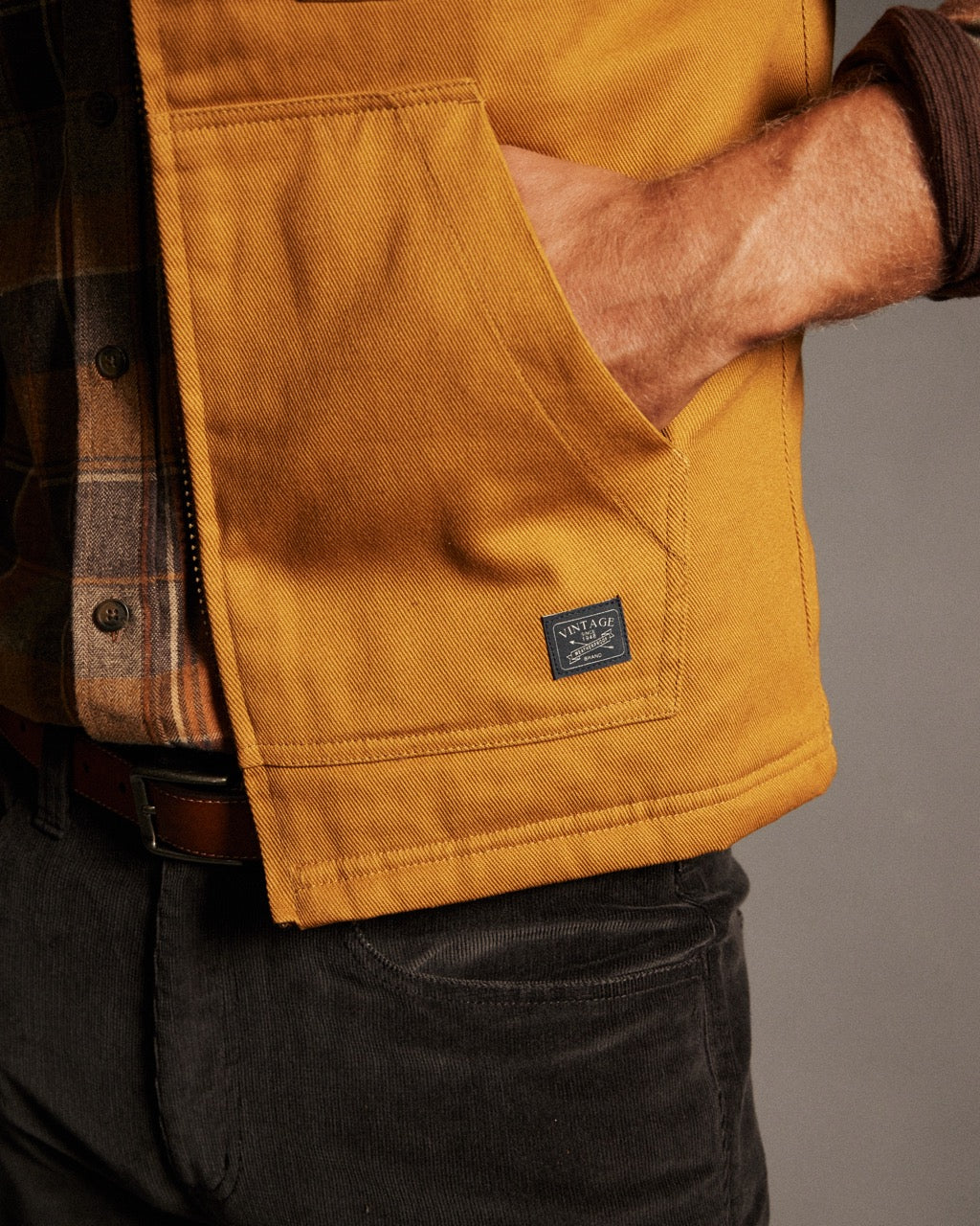 The Workshop Canvas Vest in Buckthorn Gold