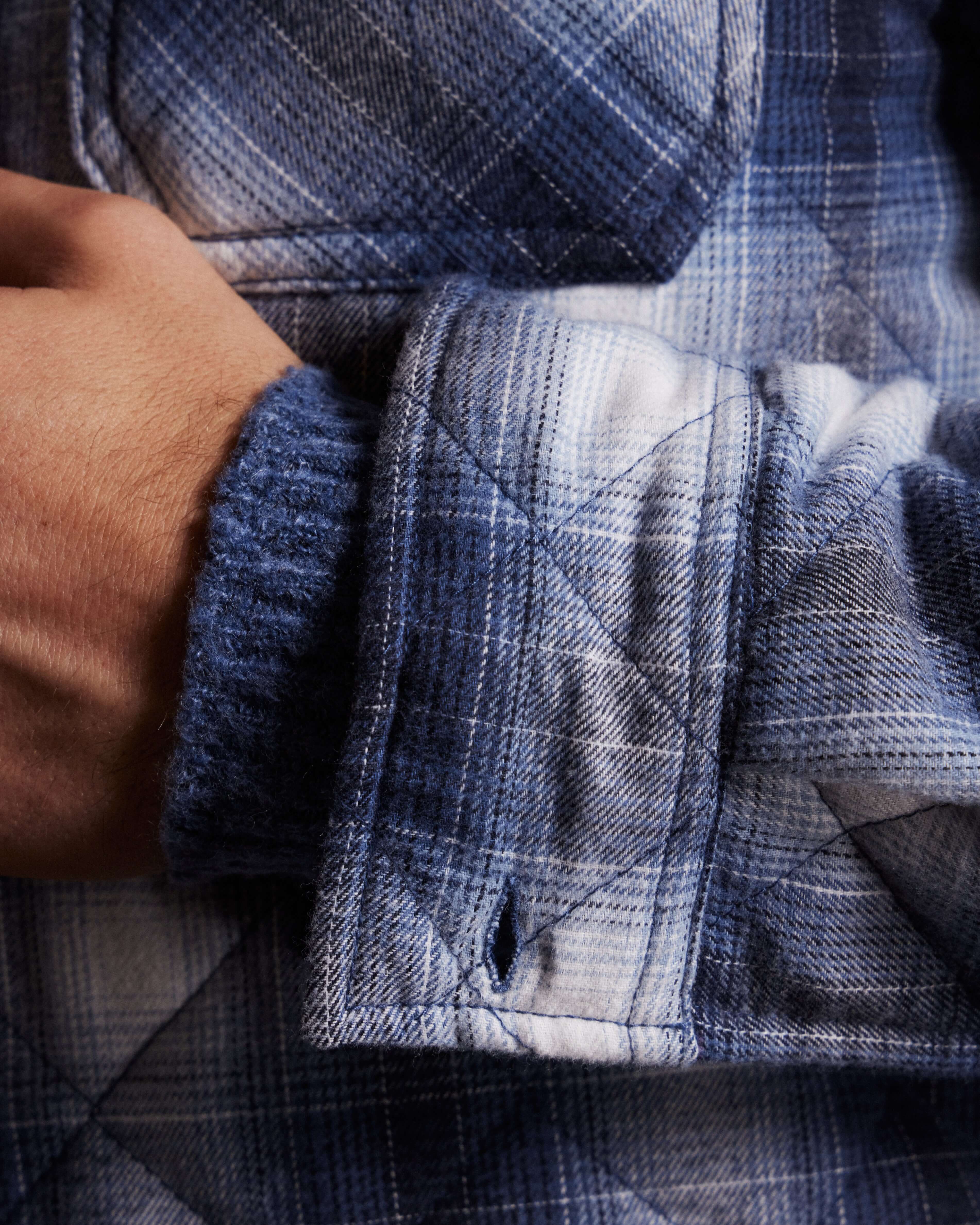 Quilted Plaid Shirt Jacket In Quiet Harbor