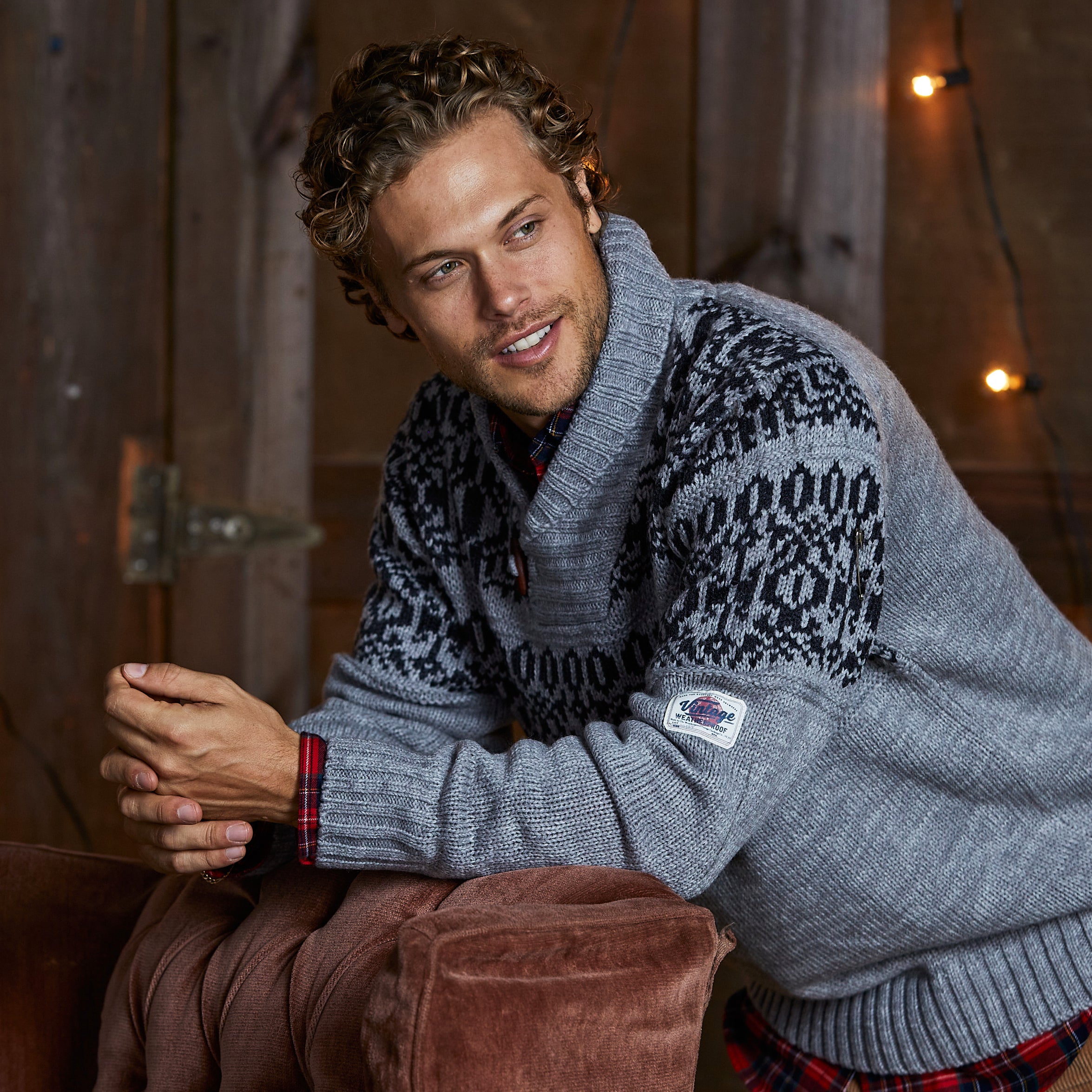 SHAWL COLLAR TOGGLE SWEATER in MEDIUM  GRAY MARL