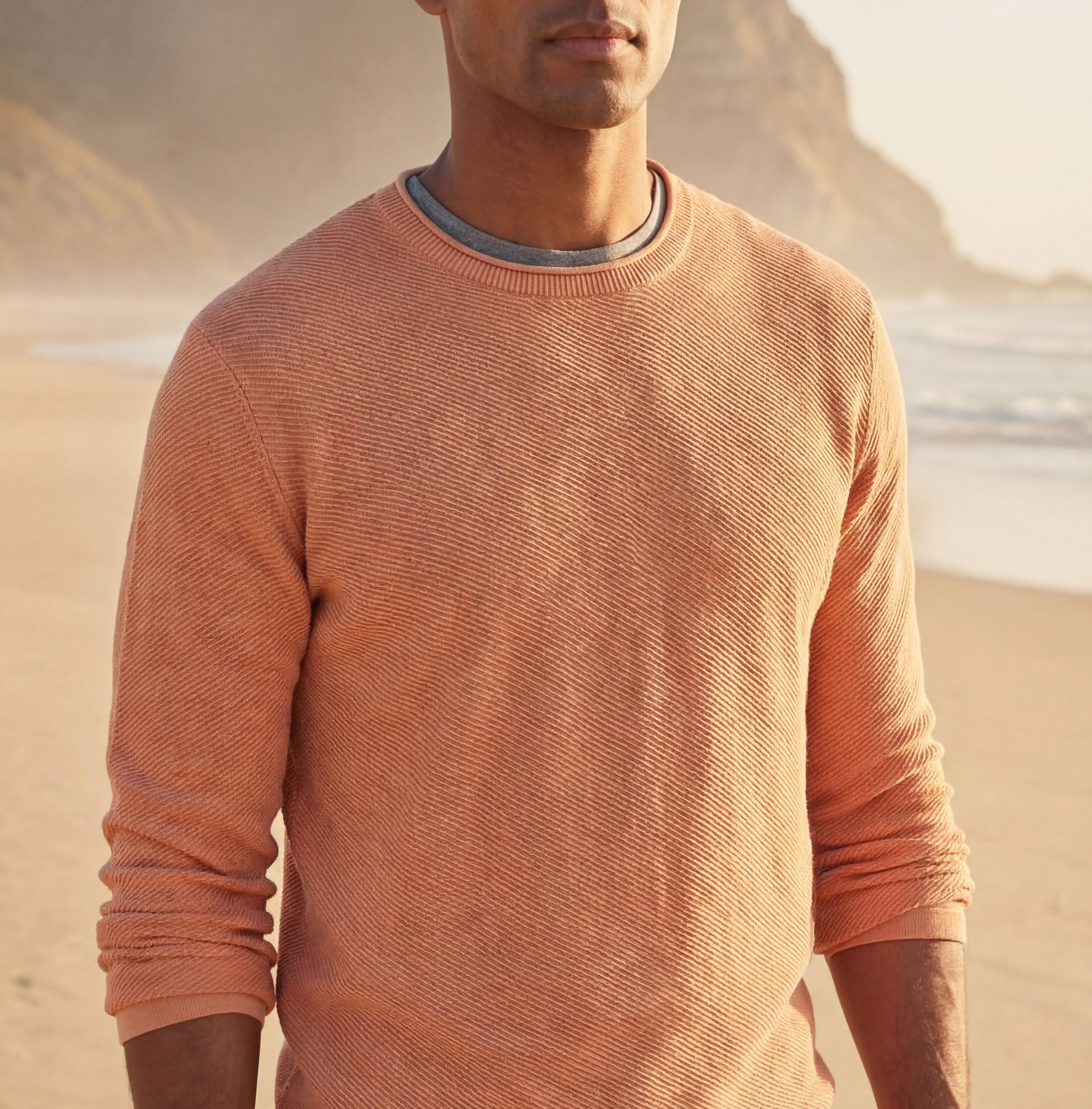 Twill Stonewash Sweater in Shell Coral