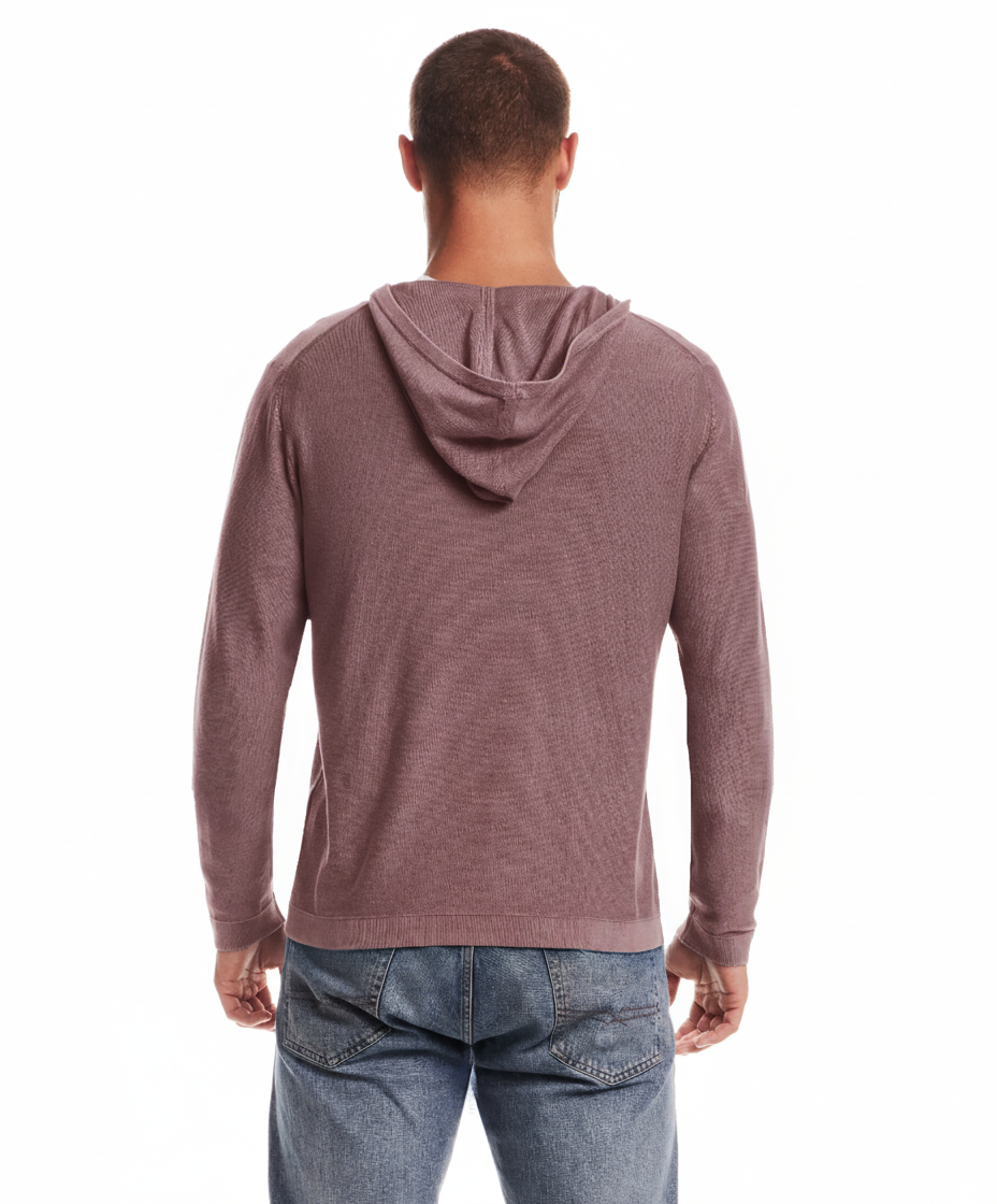 Stone Washed Hooded Sweater in Fig