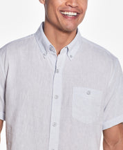 Short Sleeve Solid Linen Cotton in Dusty Blue