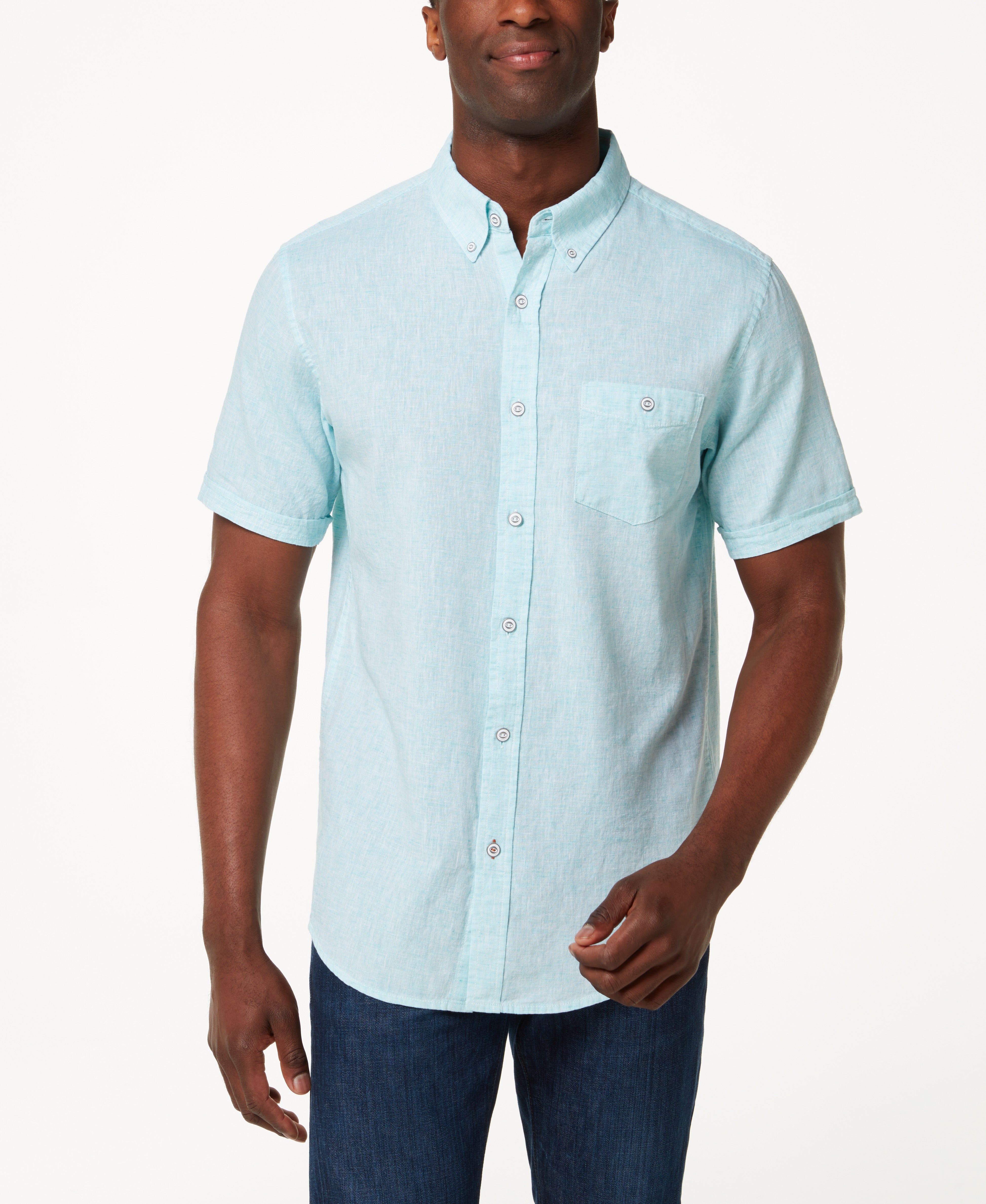 Short Sleeve Linen Cotton in Mint