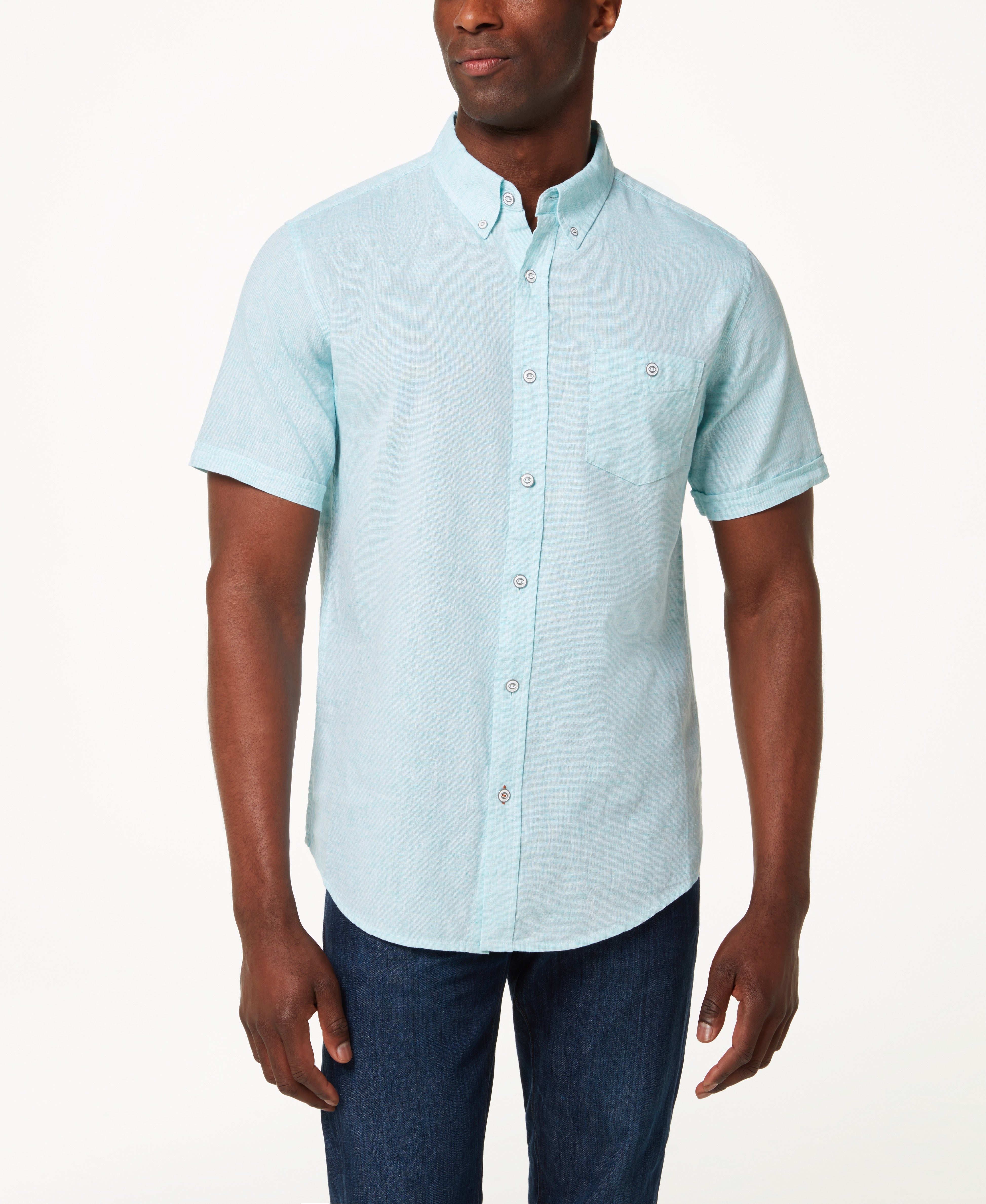 Short Sleeve Linen Cotton in Mint