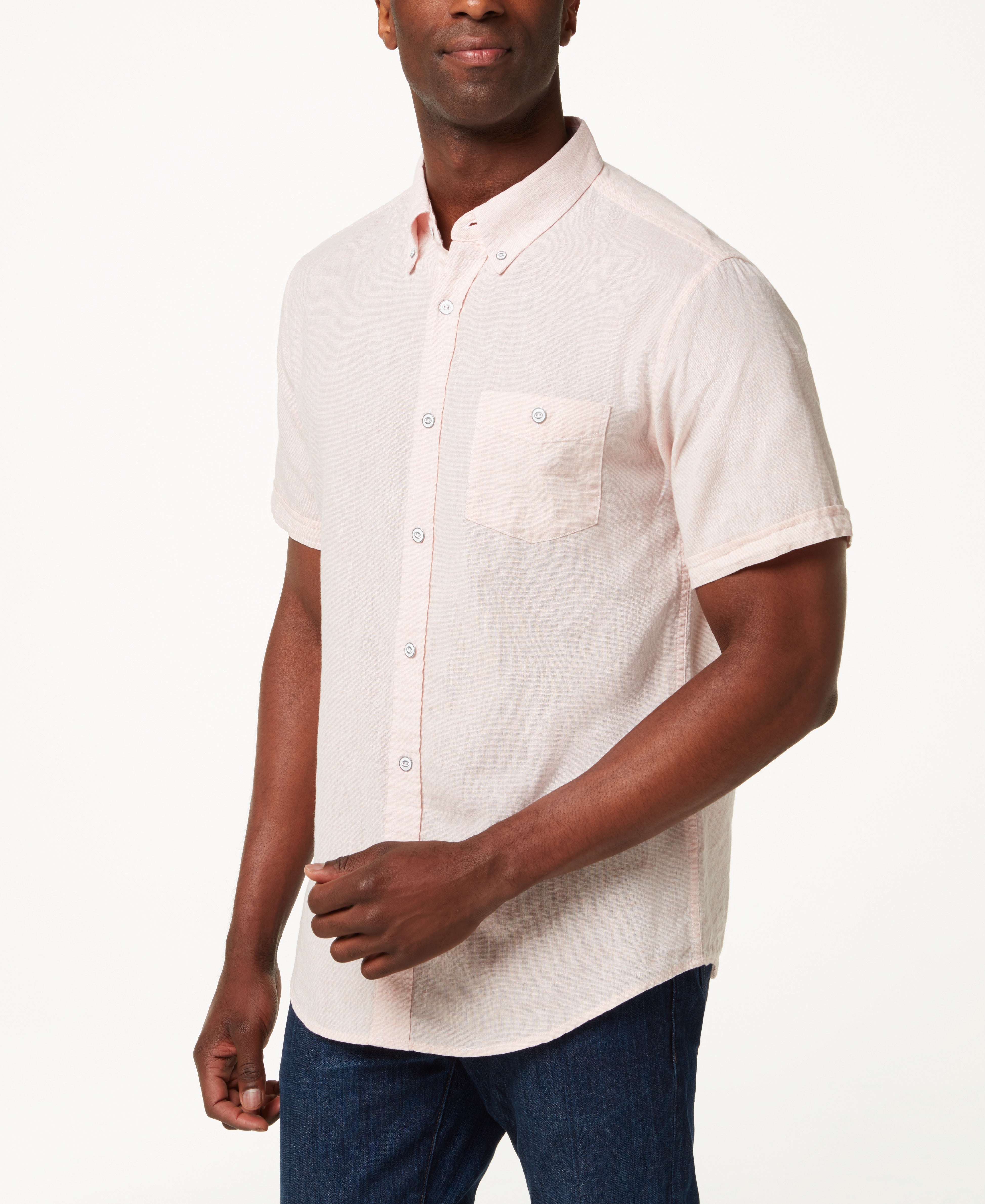 Short Sleeve Linen Cotton in Pink