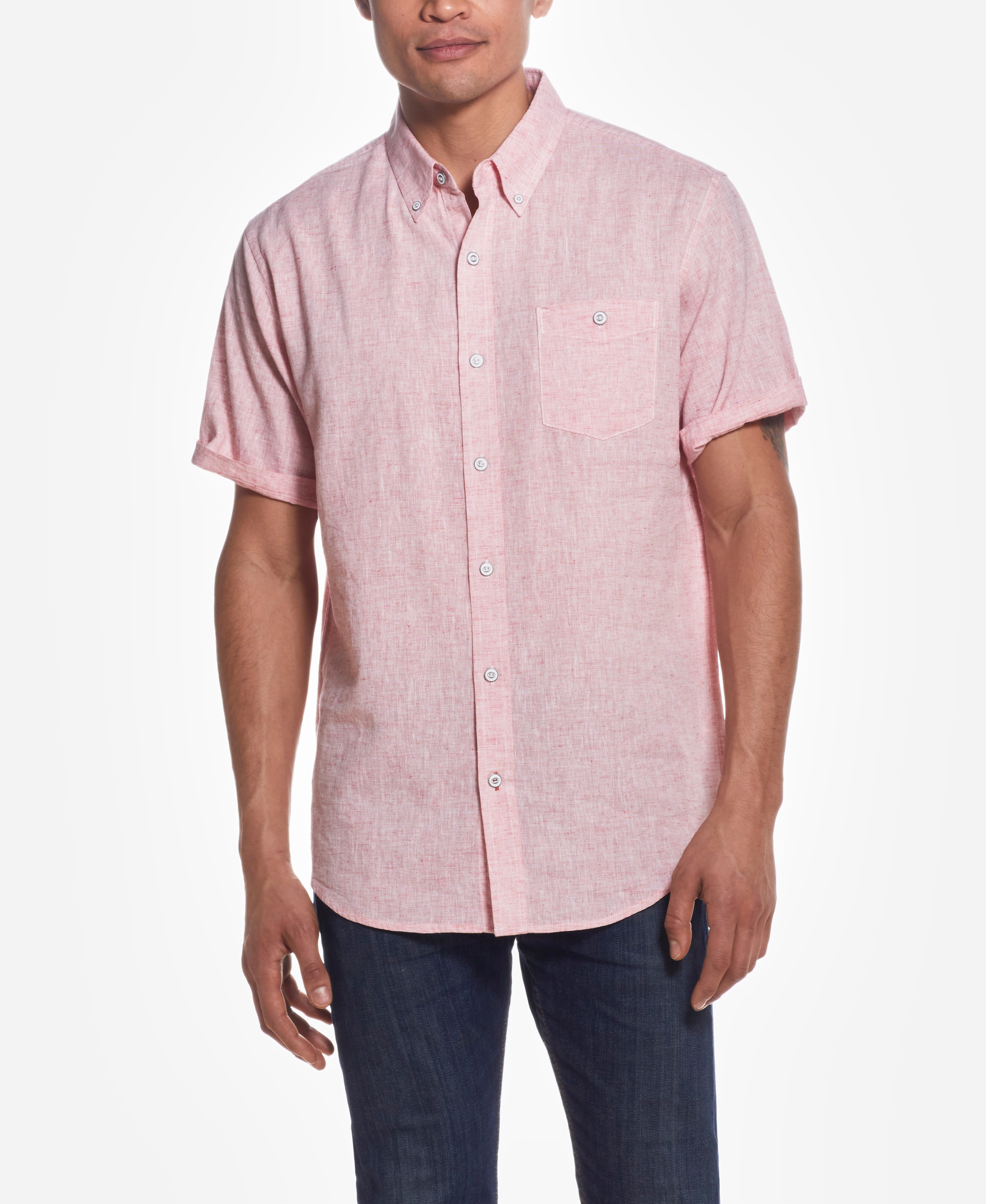 Short Sleeve Linen Cotton in Red